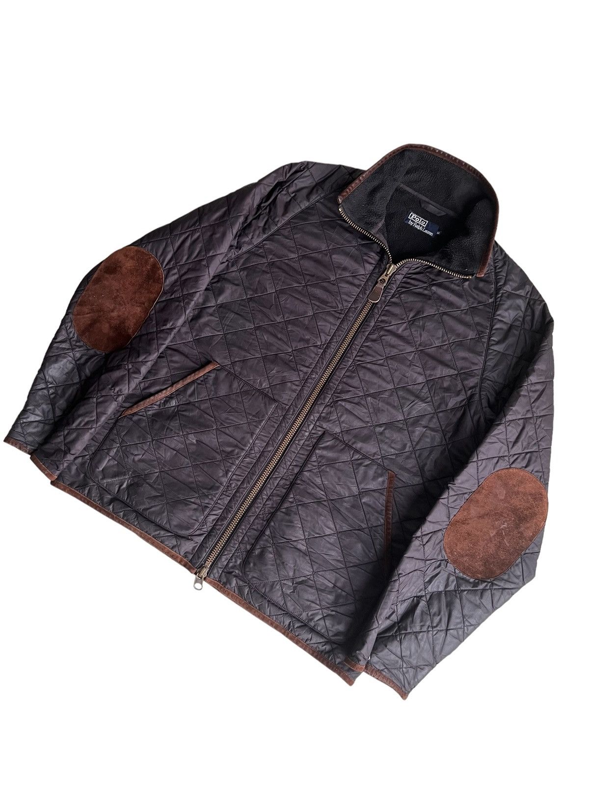 RRL Ralph Lauren Vintage 1990s Polo RL 💎 Quilted Leather Bomber Jacket Size US M / EU 48-50 / 2 - 2 Thumbnail