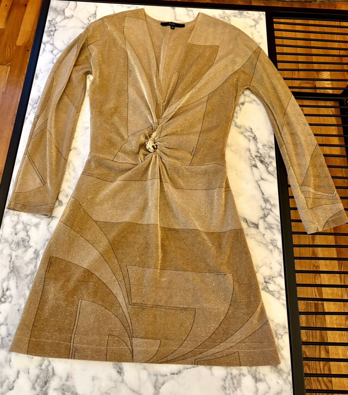 Gucci RESERVED Gucci by Tom Ford Runway FW2000 gold mini dress Size S / US 4 / IT 40 - 11 Thumbnail