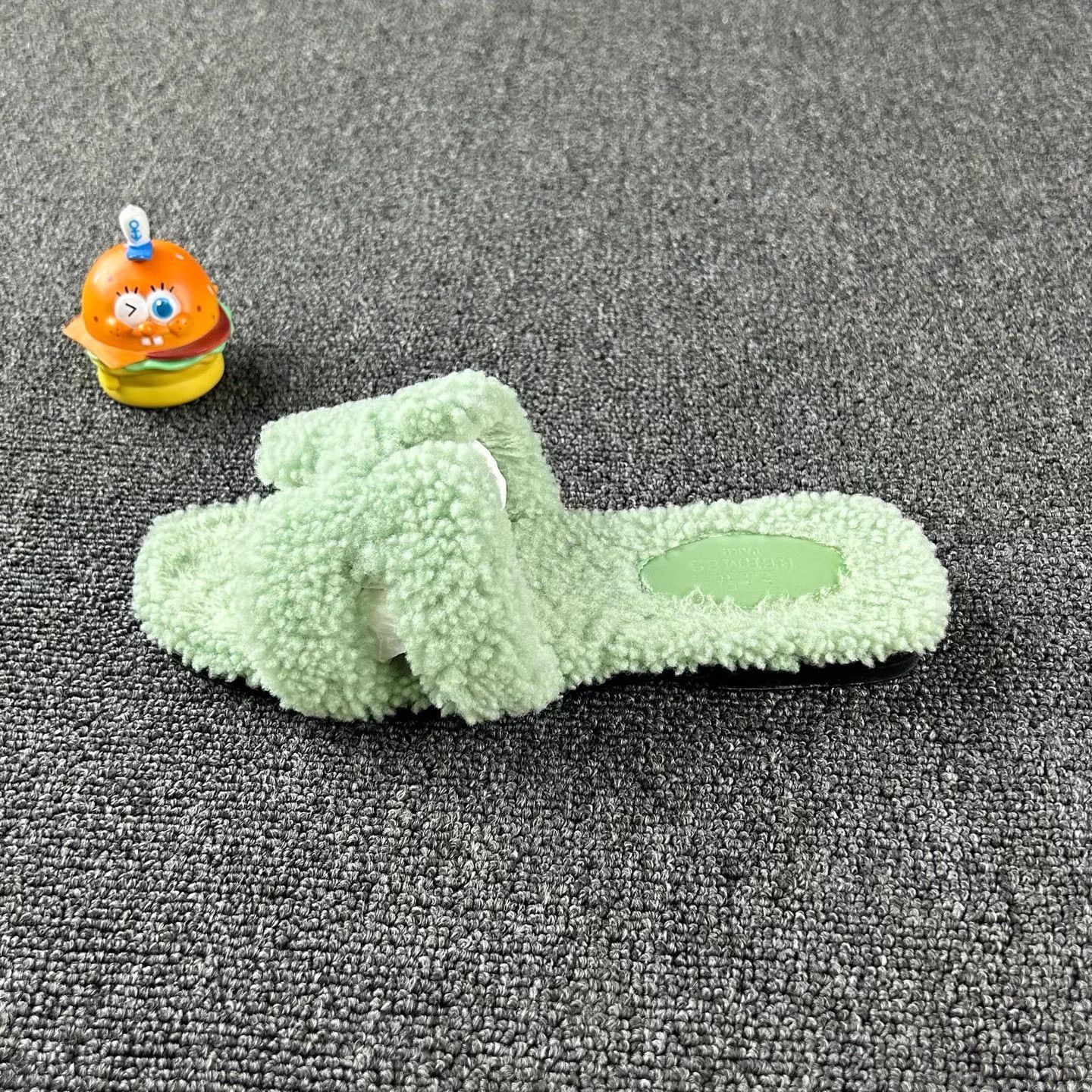 Hermes Hermes Green Teddy Slippers 35 Size US 4 / IT 34 - 3 Thumbnail