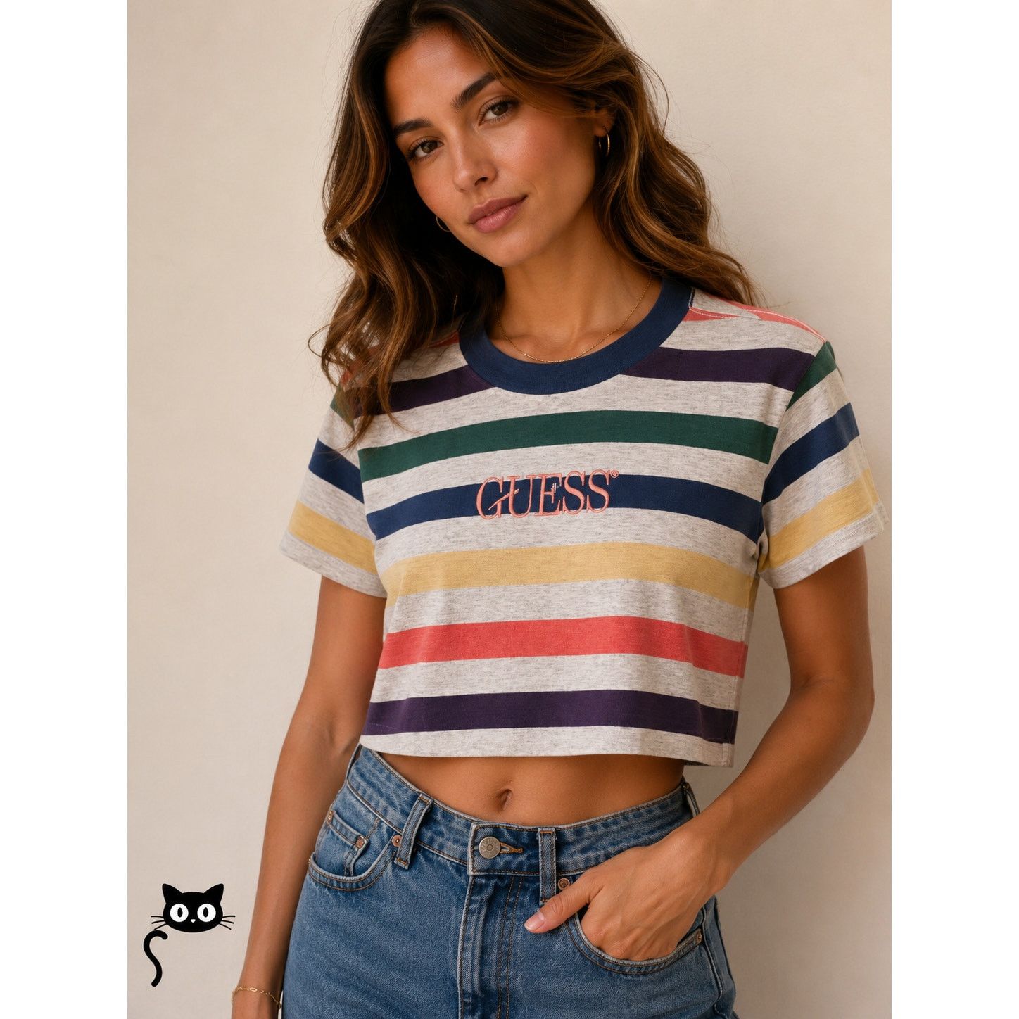 Guess Guess Originals 1981 Gray Multi Stripe Crop Guess Logo SP Size S / US 4 / IT 40 - 2 Thumbnail