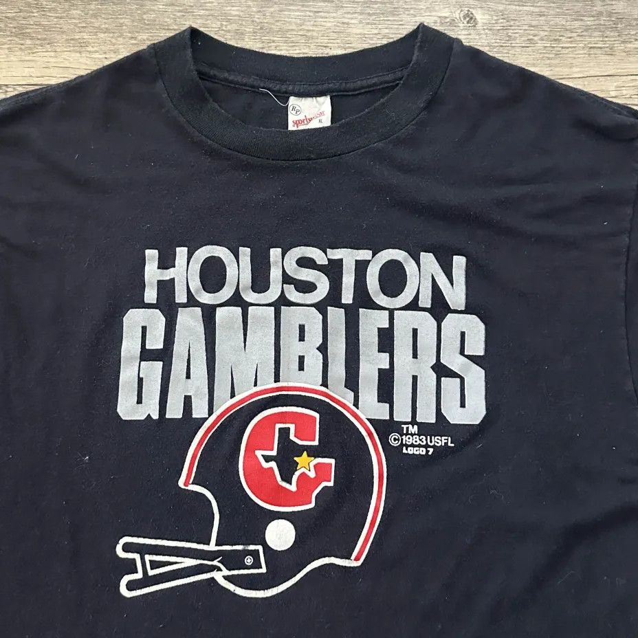 Logo 7 Vintage 80s USFL Houston Gamblers Football T-Shirt Size XL Size US XL / EU 56 / 4 - 2 Thumbnail