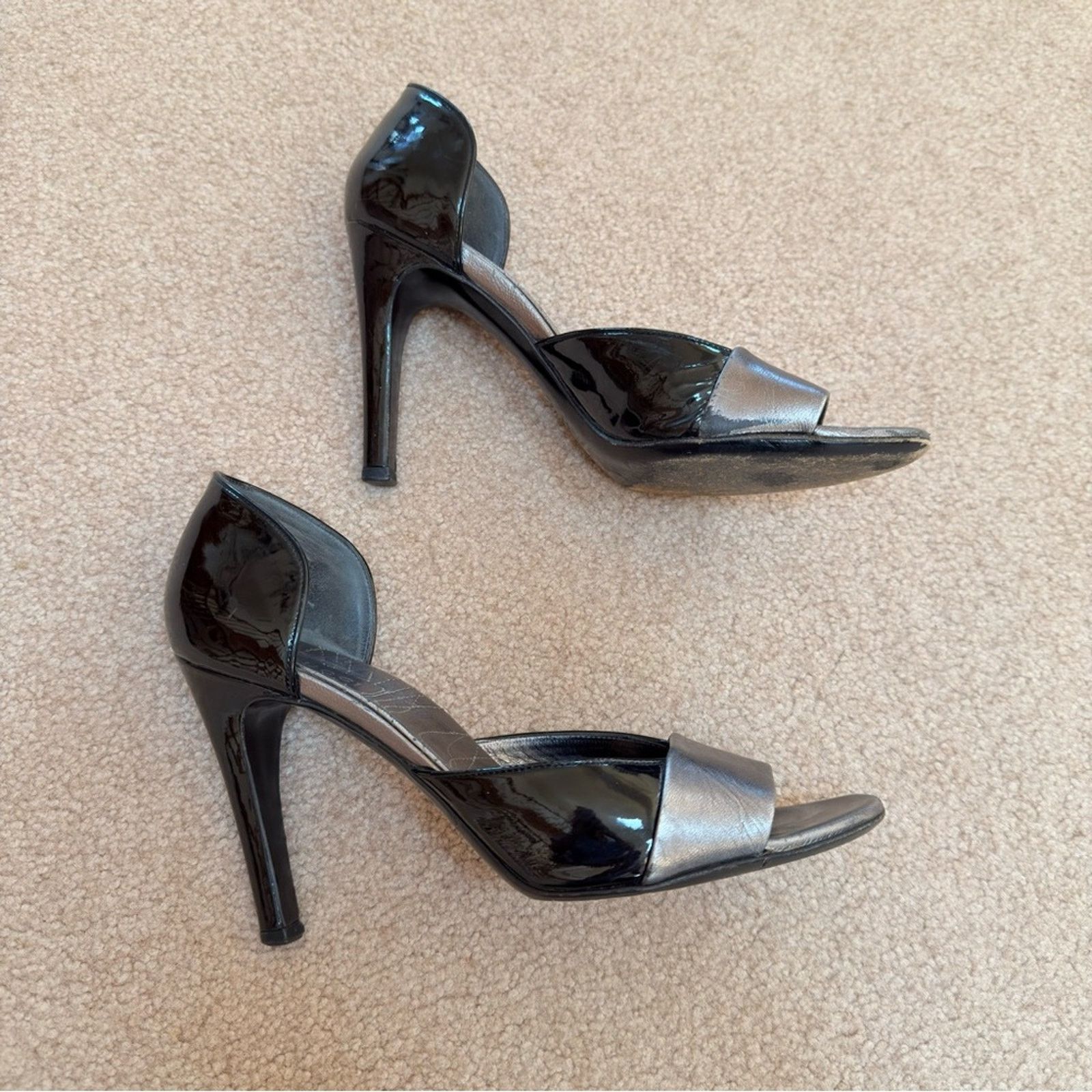 Gucci Gucci Gunmetal Silver Gray Leather D'Orsay Peeptoe Heels 8.5 Size US 8.5 / IT 38.5 - 3 Thumbnail