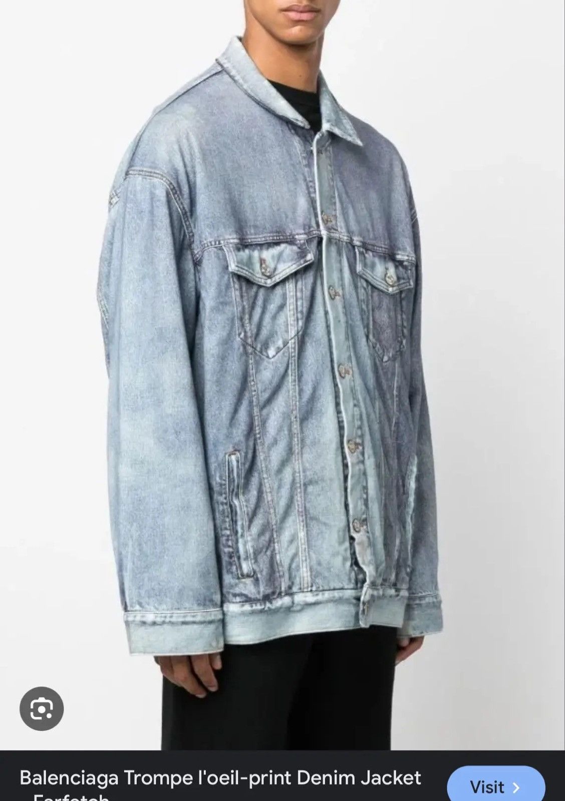 Balenciaga Balenciaga SS22 trompe l'oeil distressed denim Jacket Size US L / EU 52-54 / 3 - 1 Thumbnail