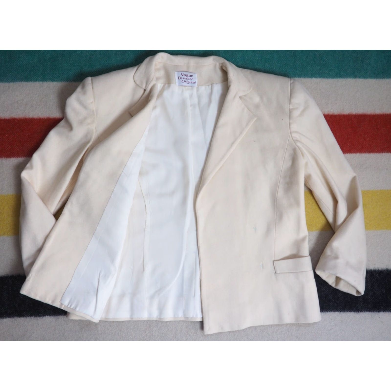 Vogue VTG 70s Vogue Designer Original Cream Ivory Wool Ivy Prep Blazer Jacket Womens M Size M / US 6-8 / IT 42-44 - 2 Thumbnail