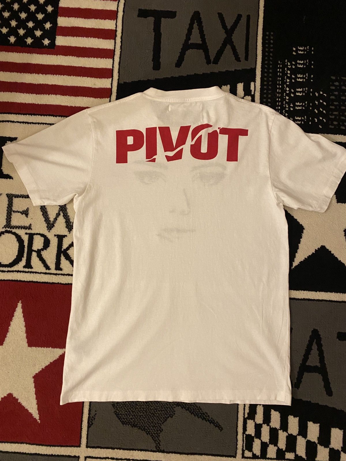 image of Off White Off-White Pivot Face White Tee, Men's (Size XL)