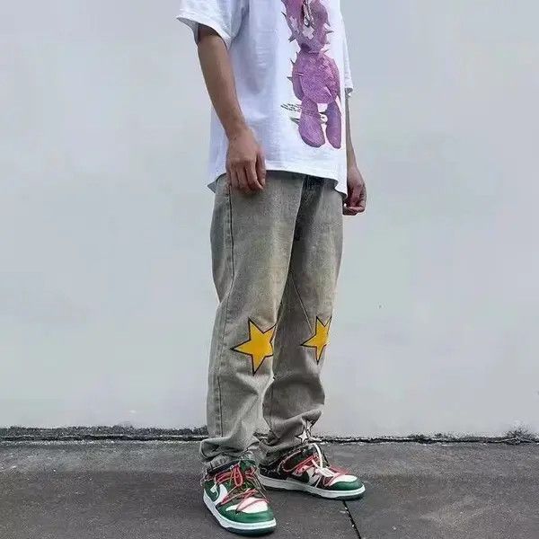 Japanese Brand × Jean Retro yellow mud color design star embroidered jeans Size US 32 / EU 48 - 3 Thumbnail