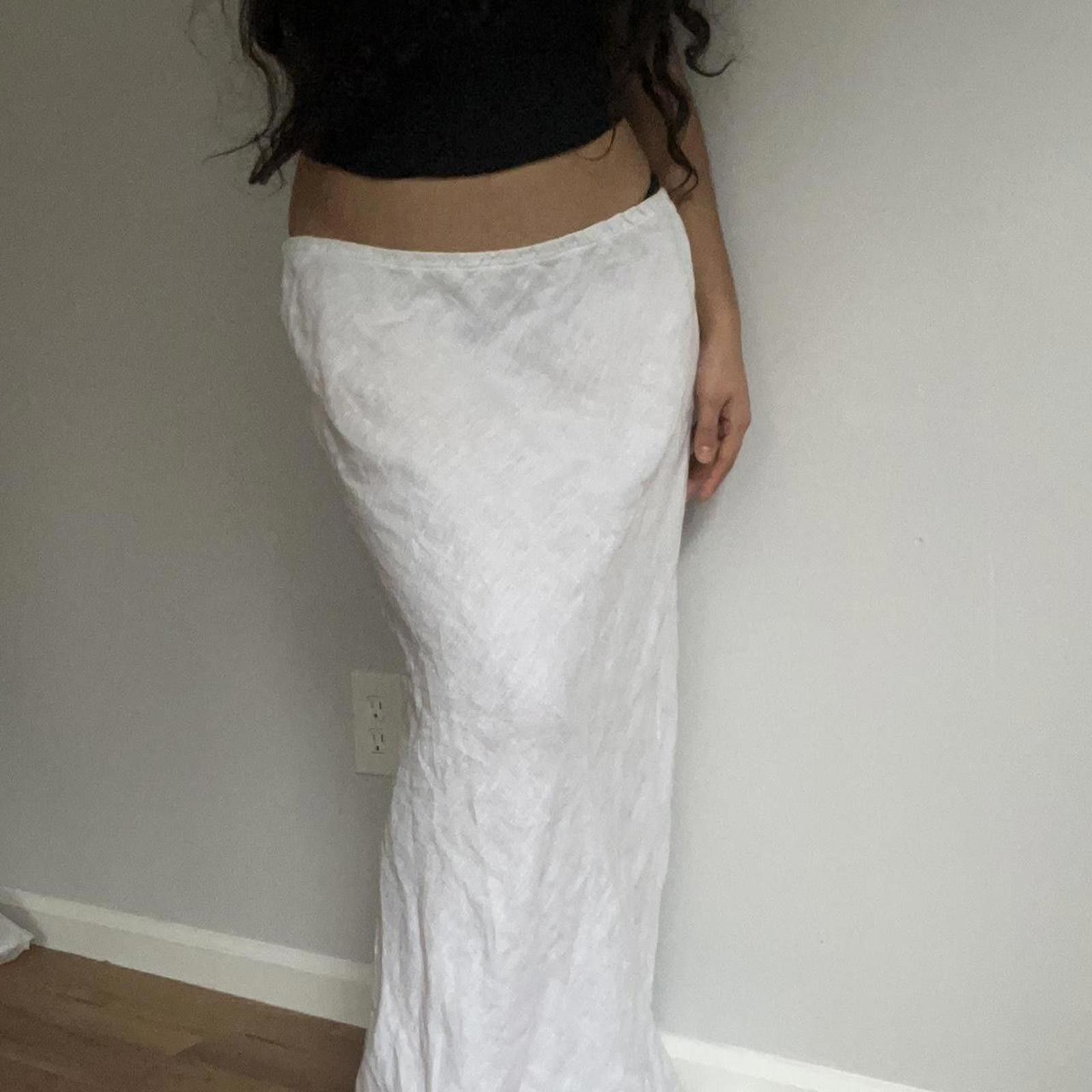 Other womens large White linen maxi skirt with elastic waistband Size 36" / US 14 / IT 50 - 3 Thumbnail