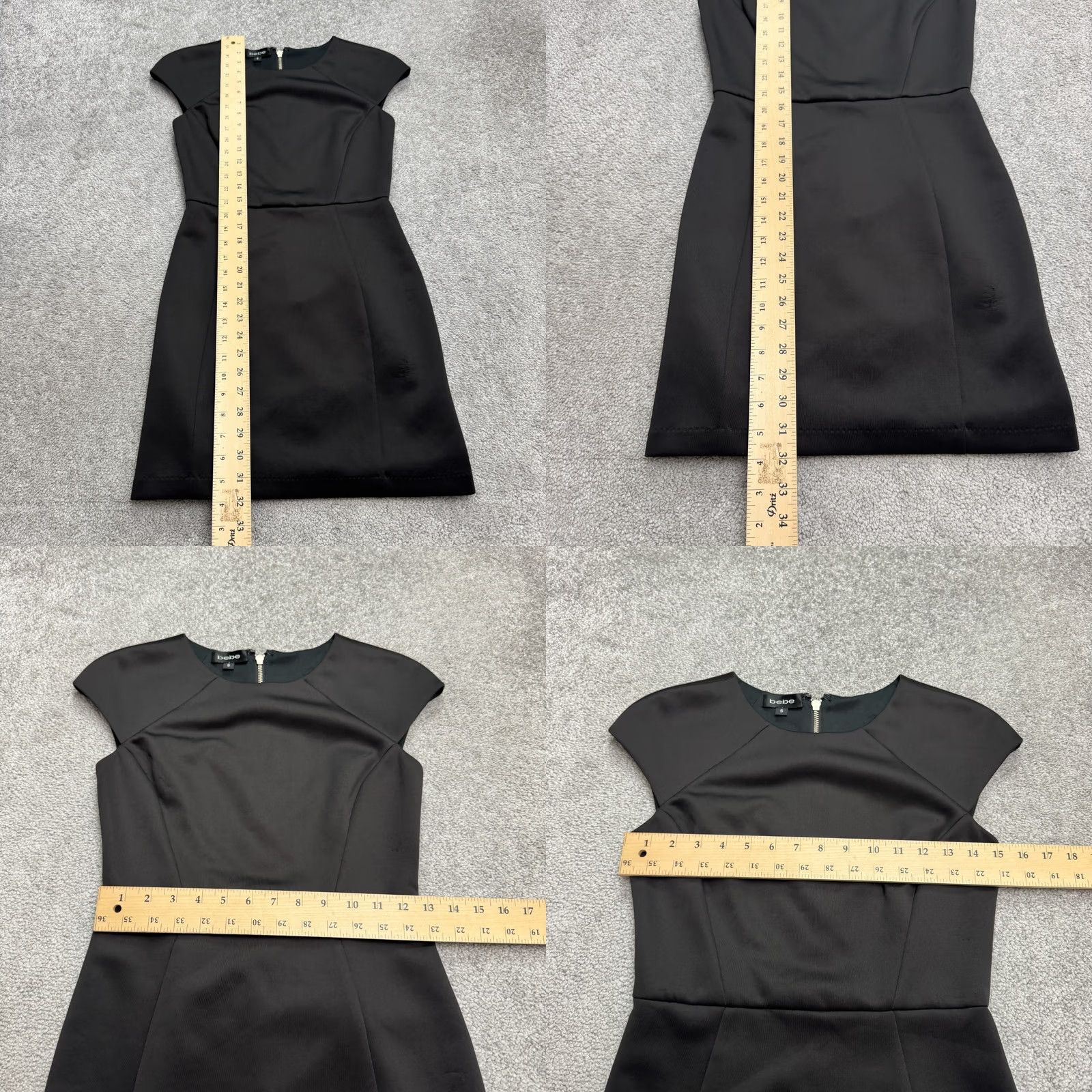 Bebe BeBe Cap Sleeve Mini Sheath Dress Womens Small Black Round Neck Classic Workwear Size S / US 4 / IT 40 - 8 Thumbnail