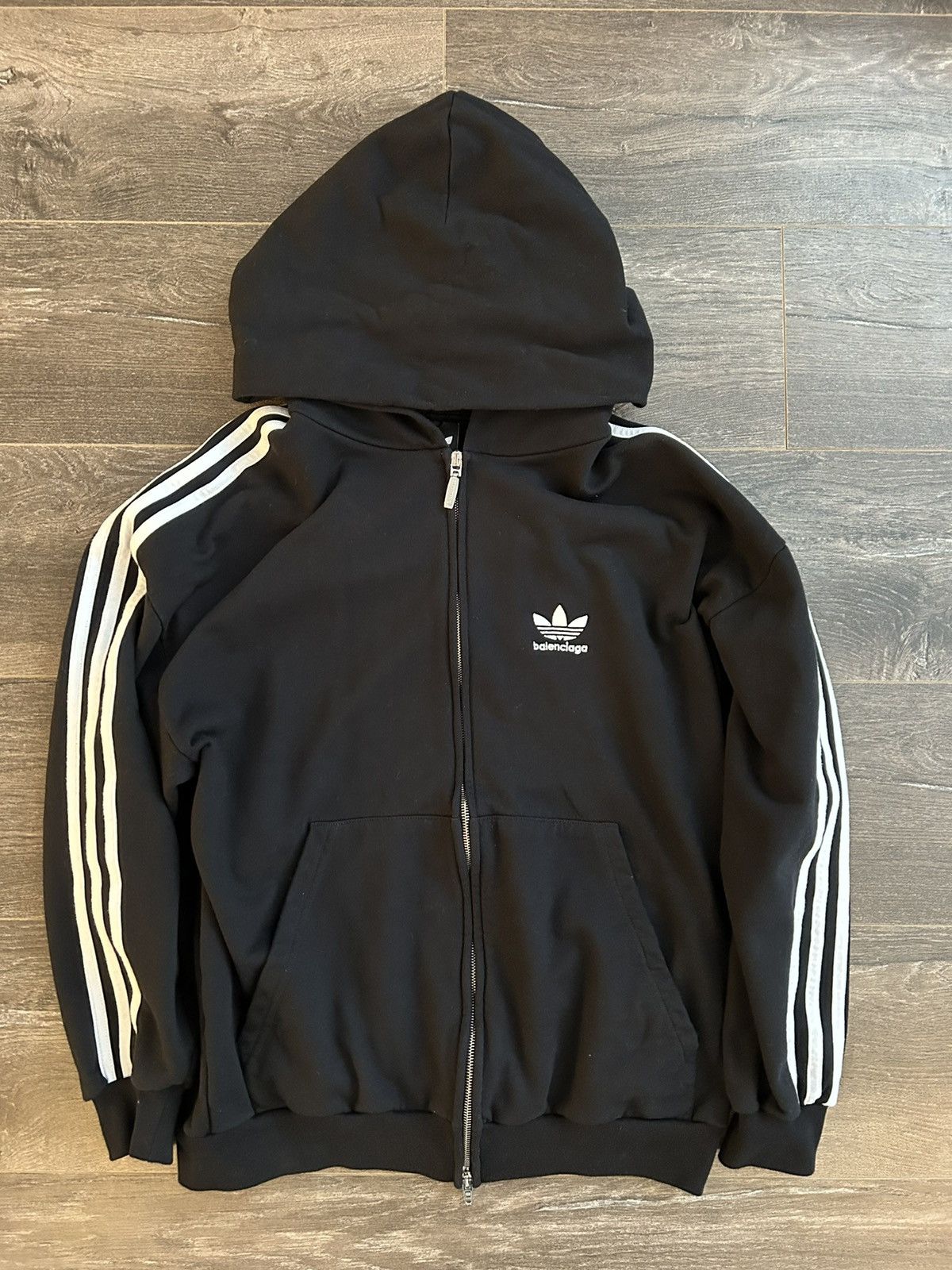 image of Balenciaga Adidas Zip Up Hoodie in Black, Men's (Size XS)