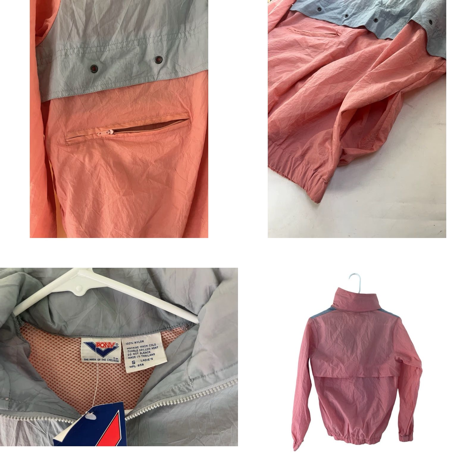 PONY VINTAGE PONY Windbreaker Jacket Womens S 1/4 Zip Pink NWT Deadstock 80s 90s Size S / US 4 / IT 40 - 8 Thumbnail