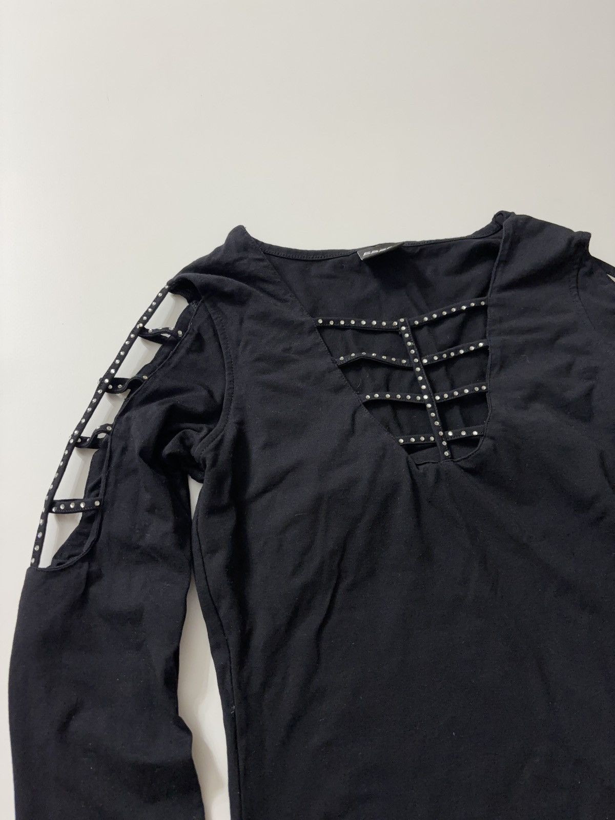 Vintage GLAMOUR SEXY LONG SLEEVE CROP TOP y2k Size XS / US 0-2 / IT 36-38 - 3 Thumbnail