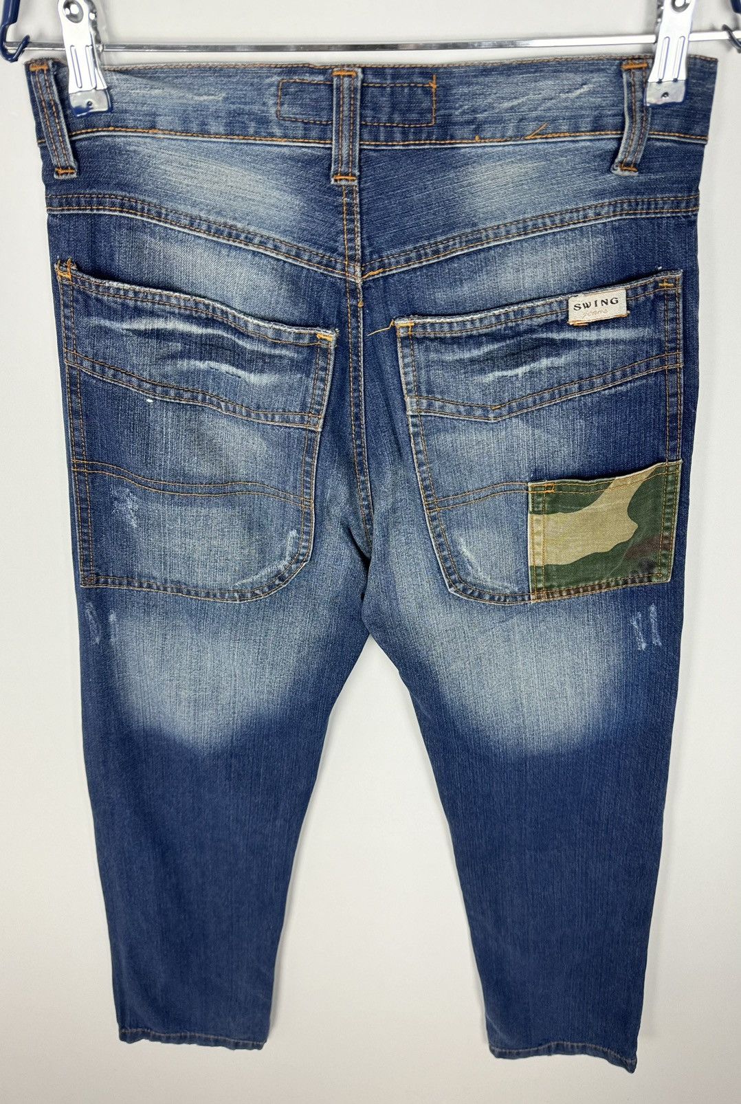Vintage Japanese Style Camo Patched Distressed Denim Jeans Size US 29 - 12 Thumbnail