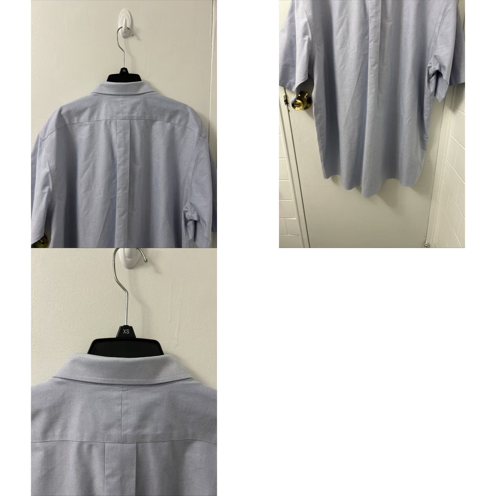 Vintage VINTAGELL Bean Shirt Mens 17.5 Blue Comfort Stretch Oxford Traditional Fit S/S 215174 Size US XXL / EU 58 / 5 - 8 Thumbnail