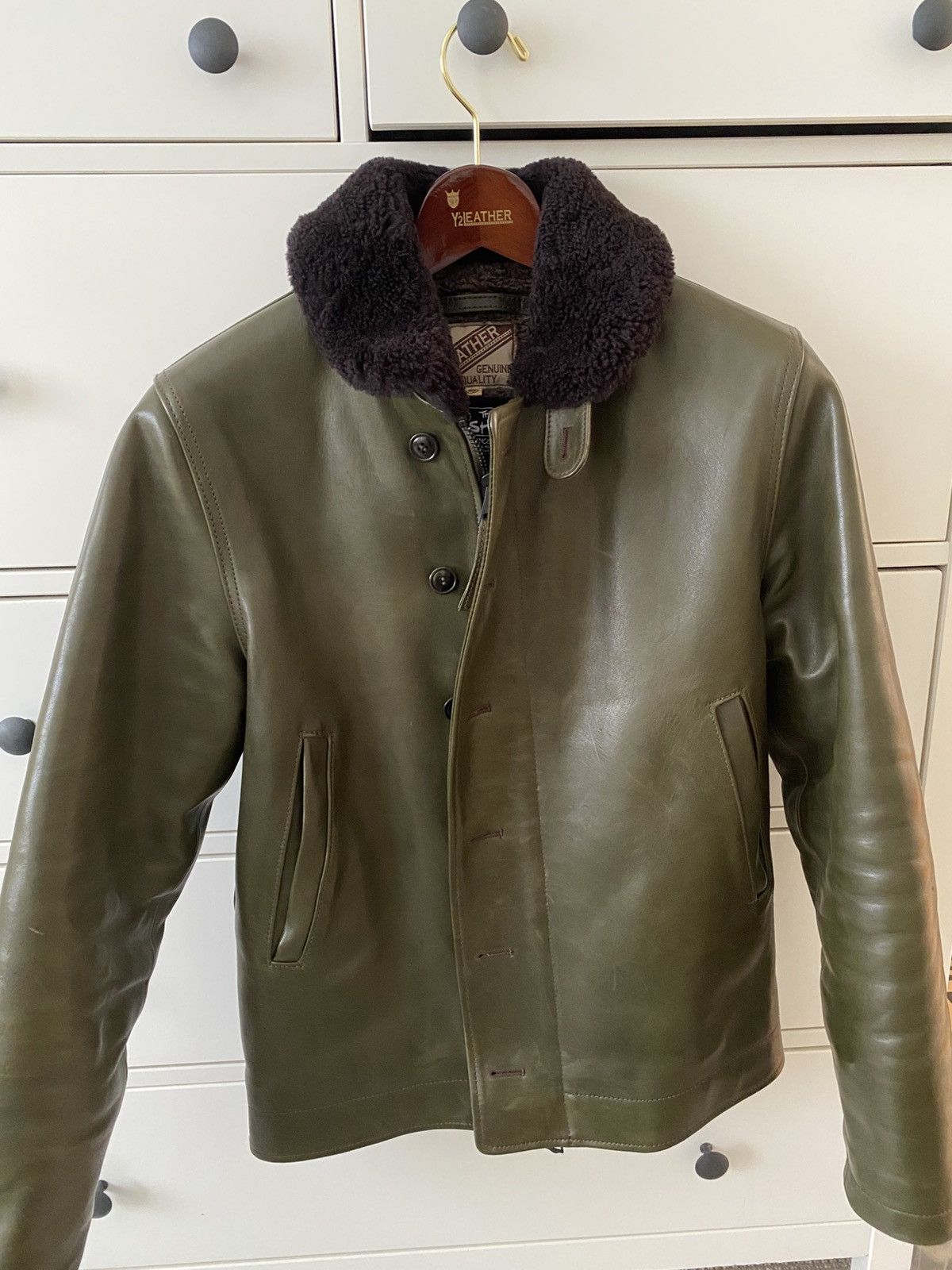 Y'2 Leather Y2 Leather 1.3mm Olive N1 Deck Jacket Size US XXS / EU 40 - 2 Thumbnail