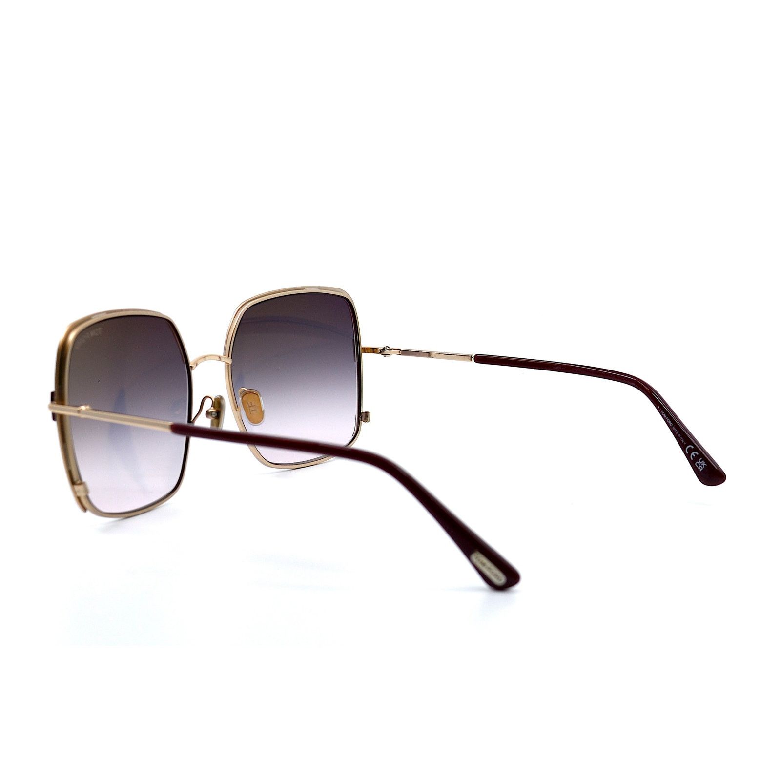 Tom Ford TOM FORD RAPHAELA TF1006 69W GOLD BURGUNDY SMOKE SUNGLASSES Size ONE SIZE - 4 Thumbnail