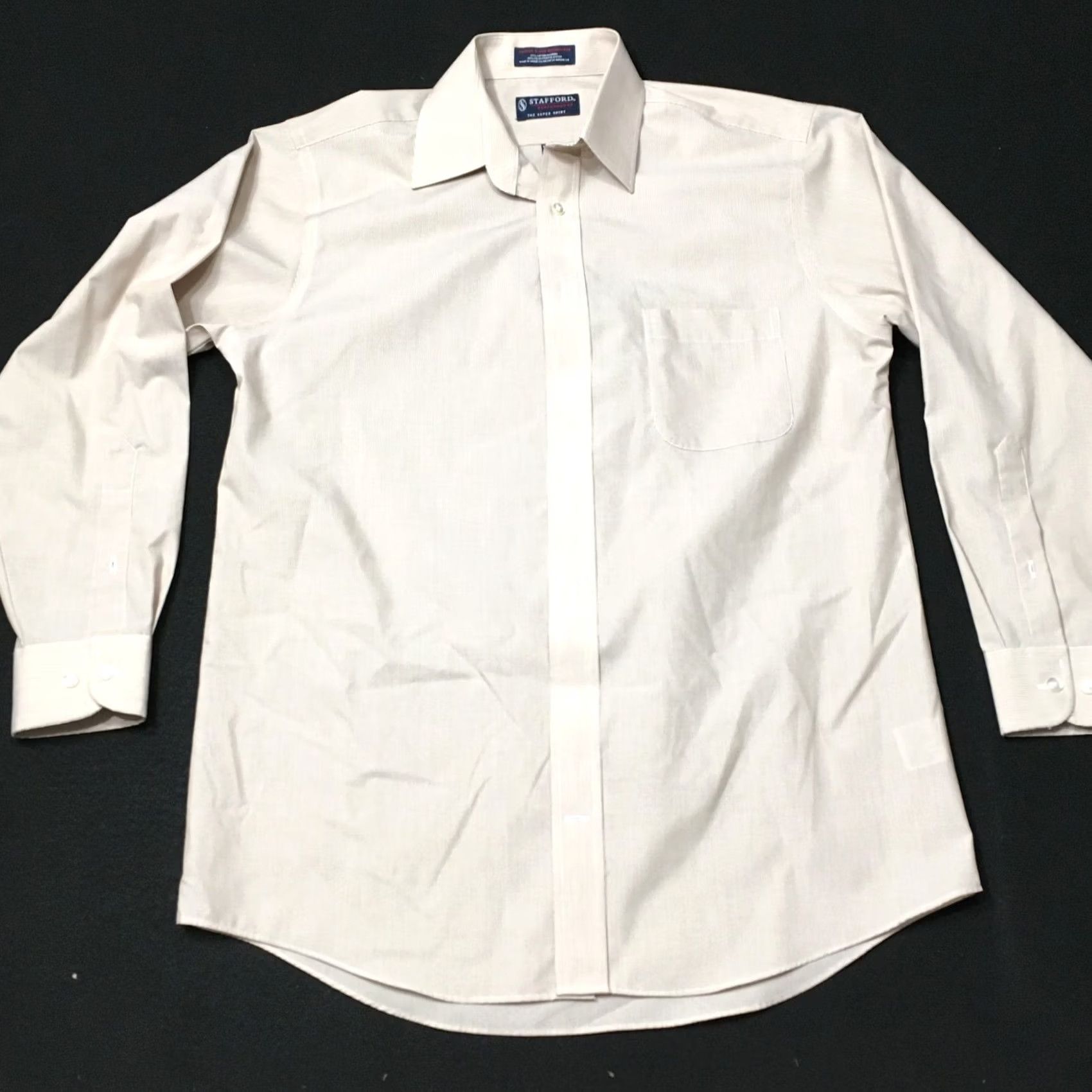 Stafford Stafford performance Shirt Mens 15.5 33 Beige Wrinkle Free Button Excellent Size US L / EU 52-54 / 3 - 3 Thumbnail