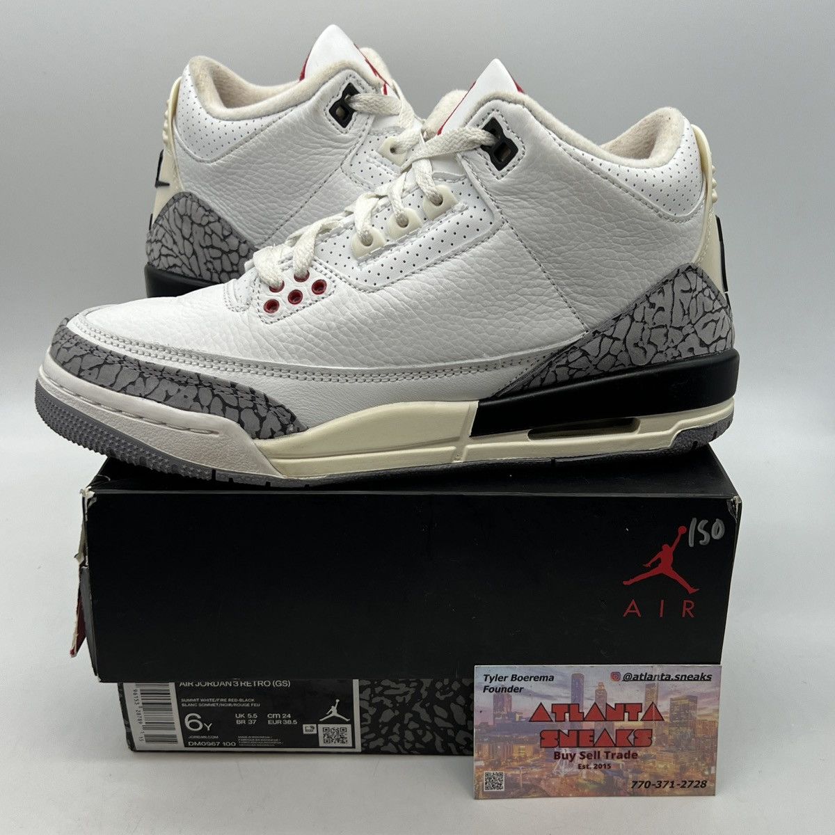 image of Air Jordan 3 White Cement Reimagined Shoes, Men's (Size 6)