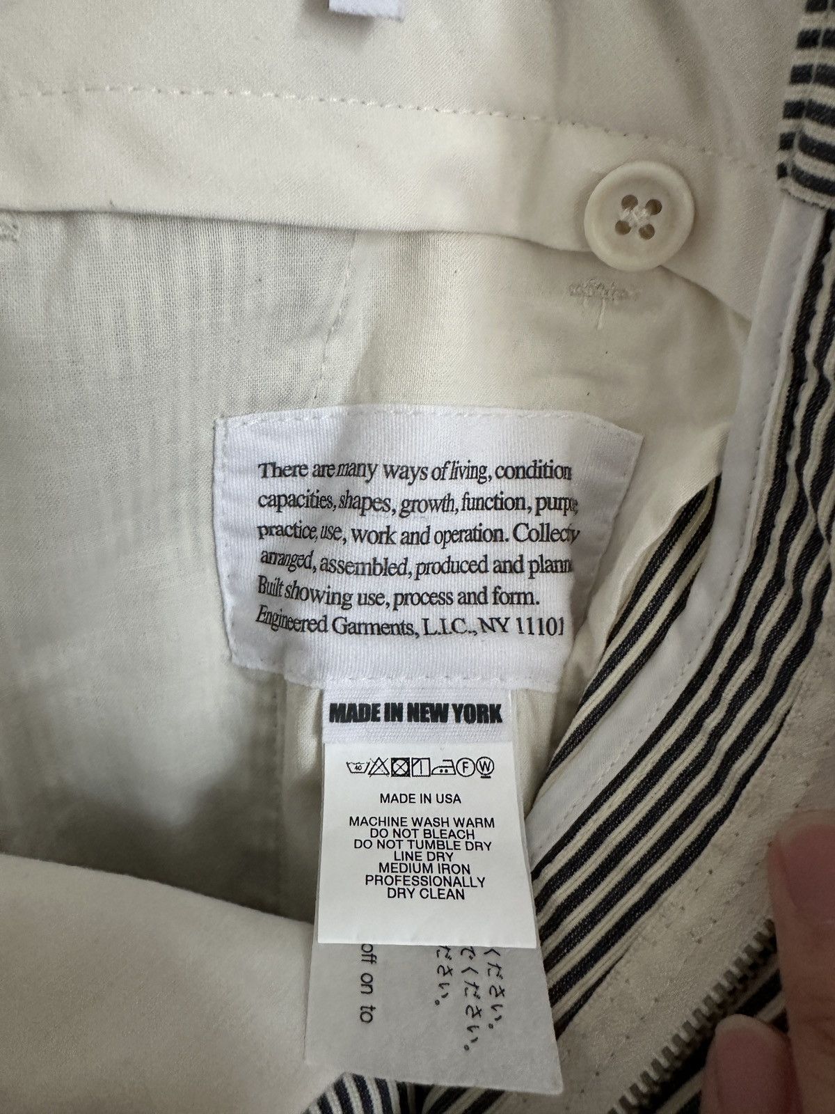 Engineered Garments Navy & White Seersucker Striped Andover Trousers Size US 30 / EU 46 - 5 Thumbnail