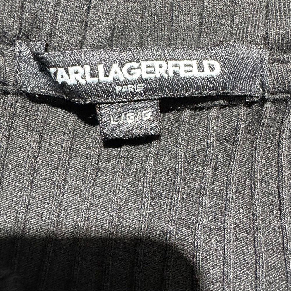 Karl Lagerfeld NWT New Karl Lagerfeld Paris Cotton Blend Black Rib Knit Po Size US L / EU 52-54 / 3 - 6 Thumbnail