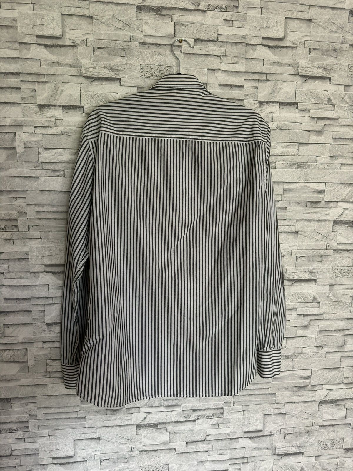 Designer Vintage Striped Shirt White/Black Size US M / EU 48-50 / 2 - 2 Thumbnail