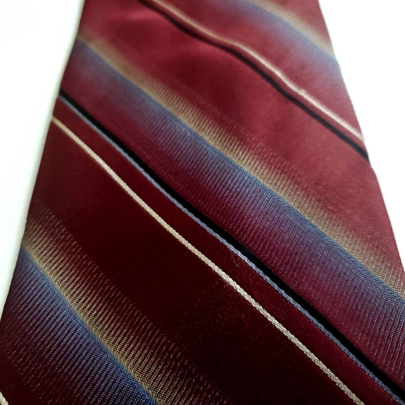 Perry Ellis Perry Ellis Portfolio Red Striped Woven Silk Tie Size ONE SIZE - 2 Thumbnail
