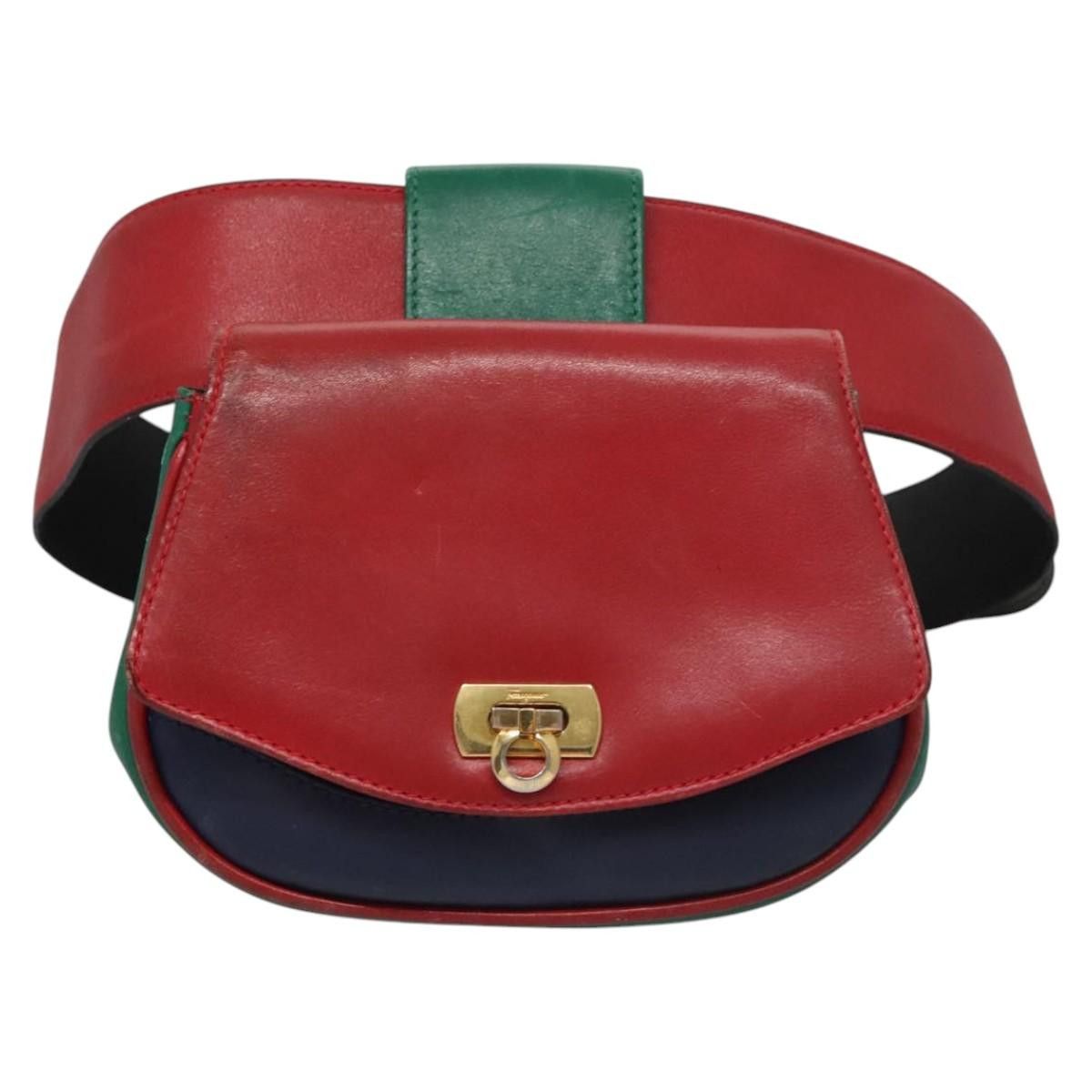 Salvatore Ferragamo Salvatore Ferragamo Gancini Waist Bag Leather Red Size ONE SIZE - 13 Thumbnail