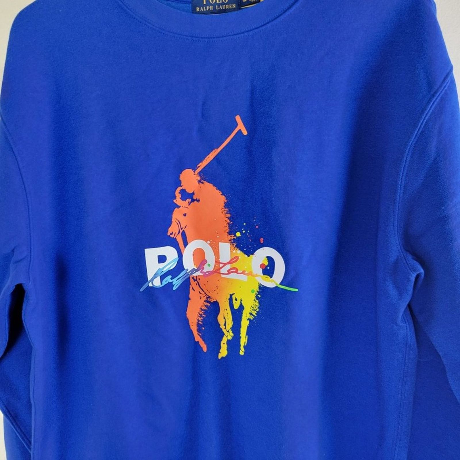 Polo Ralph Lauren Polo Ralph Lauren Blue Paint Splatter Big Pony Sweatshirt Size US L / EU 52-54 / 3 - 7 Thumbnail