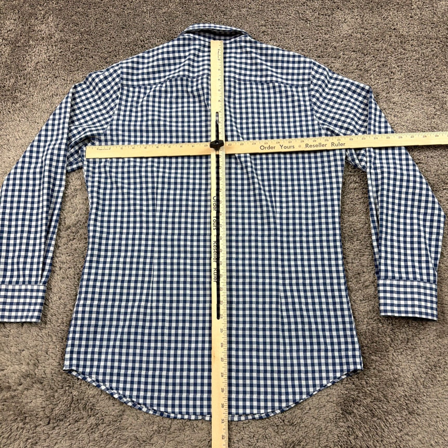 Mizzen+Main Mizzen+Main Shirt Mens M Blue Check Trim Slim Performance Stretch Long Sleeve Size US M / EU 48-50 / 2 - 6 Thumbnail