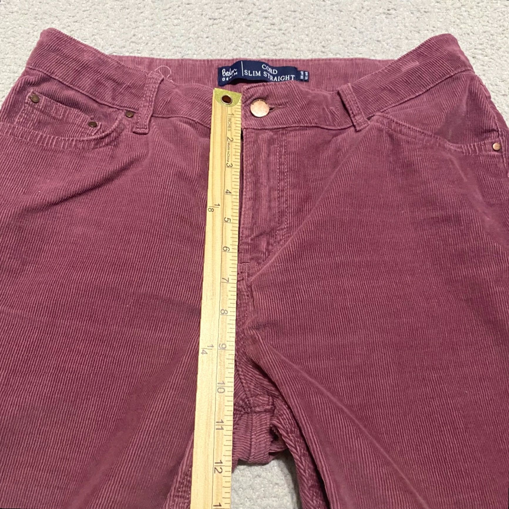 Boden Boden Womens Jeans Corduroy Red Slim Straight High Rise 10 Regular 28in Inseam 5-Pocket Pattern Solid Cotton Spandex Women Size 32" / US 10 / IT 46 - 7 Thumbnail