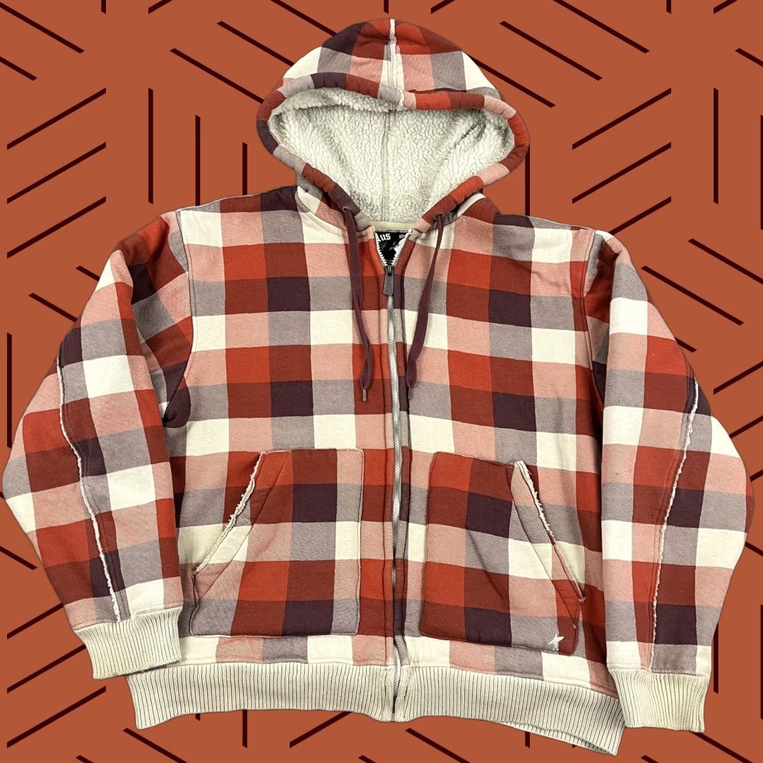 Vintage Surplus Jacket Mens XL Red Plaid Sherpa Lined Grunge Hooded Full Zip Y2K Seasonal Style, Classic Outdoor Skater Casual Men’s Jacket Size US XL / EU 56 / 4 - 1 Thumbnail