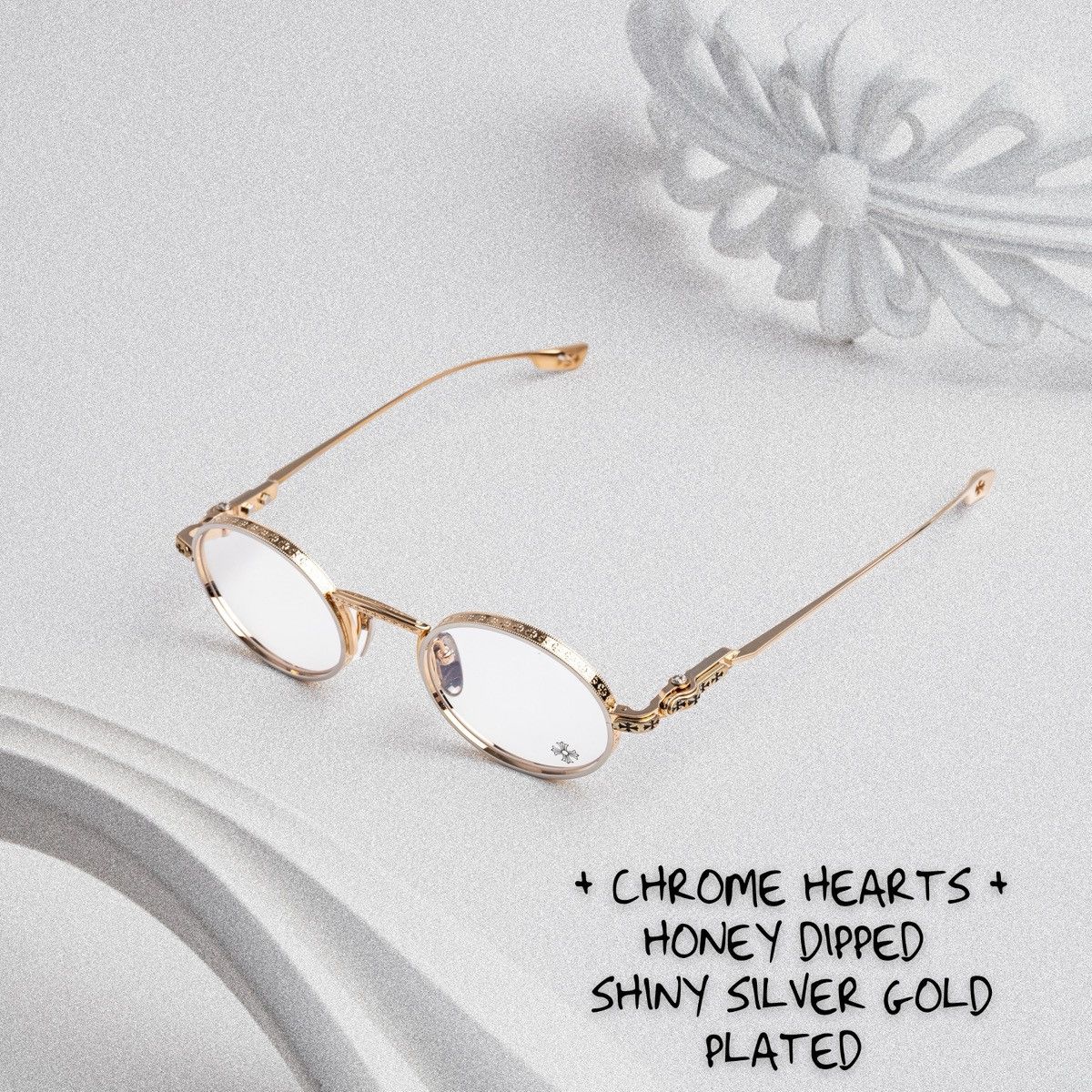 CHROME HEARTS HONEY DIPPED SHINY SILVER GOLD PLATED GLASSES
