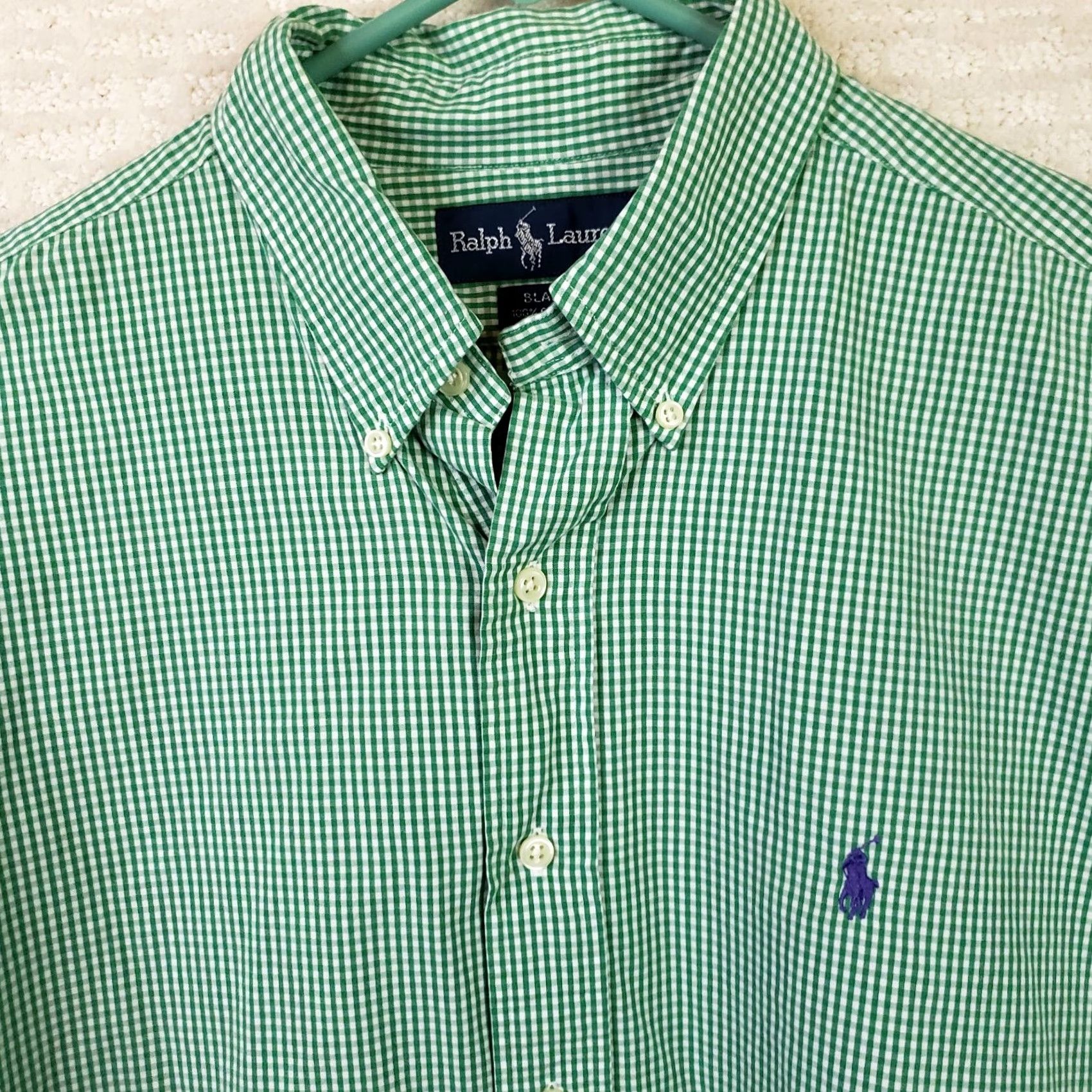 Ralph Lauren Ralph Lauren Button-Down Blake Shirt Men L Green Check Cotton Short Sleeve Button-Up Shirt Size US L / EU 52-54 / 3 - 3 Thumbnail