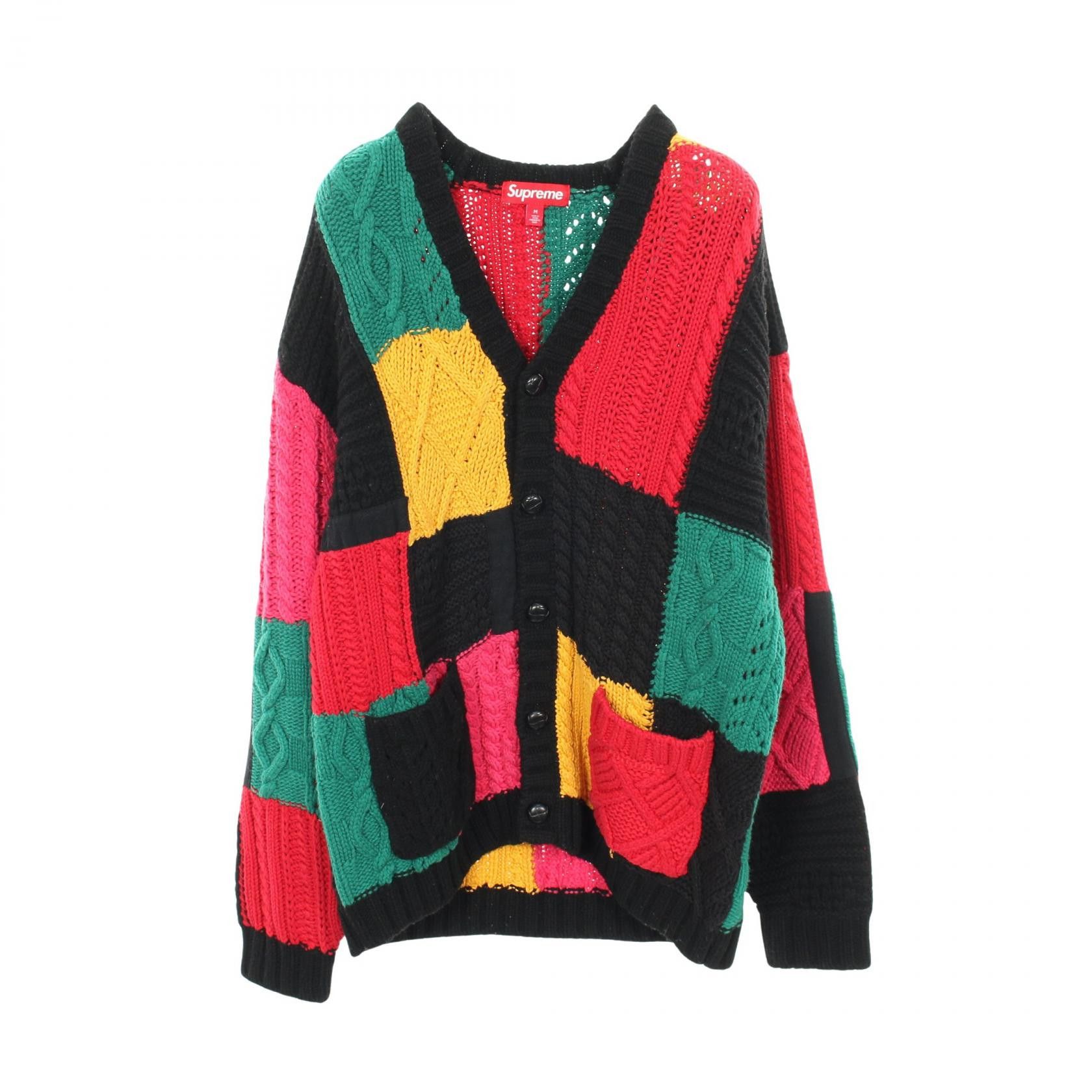 Supreme Supreme Supreme Patchwork Cable Knit Cotton Cardigan Textile Tops DUTY FREE for USA Size ONE SIZE - 1 Thumbnail