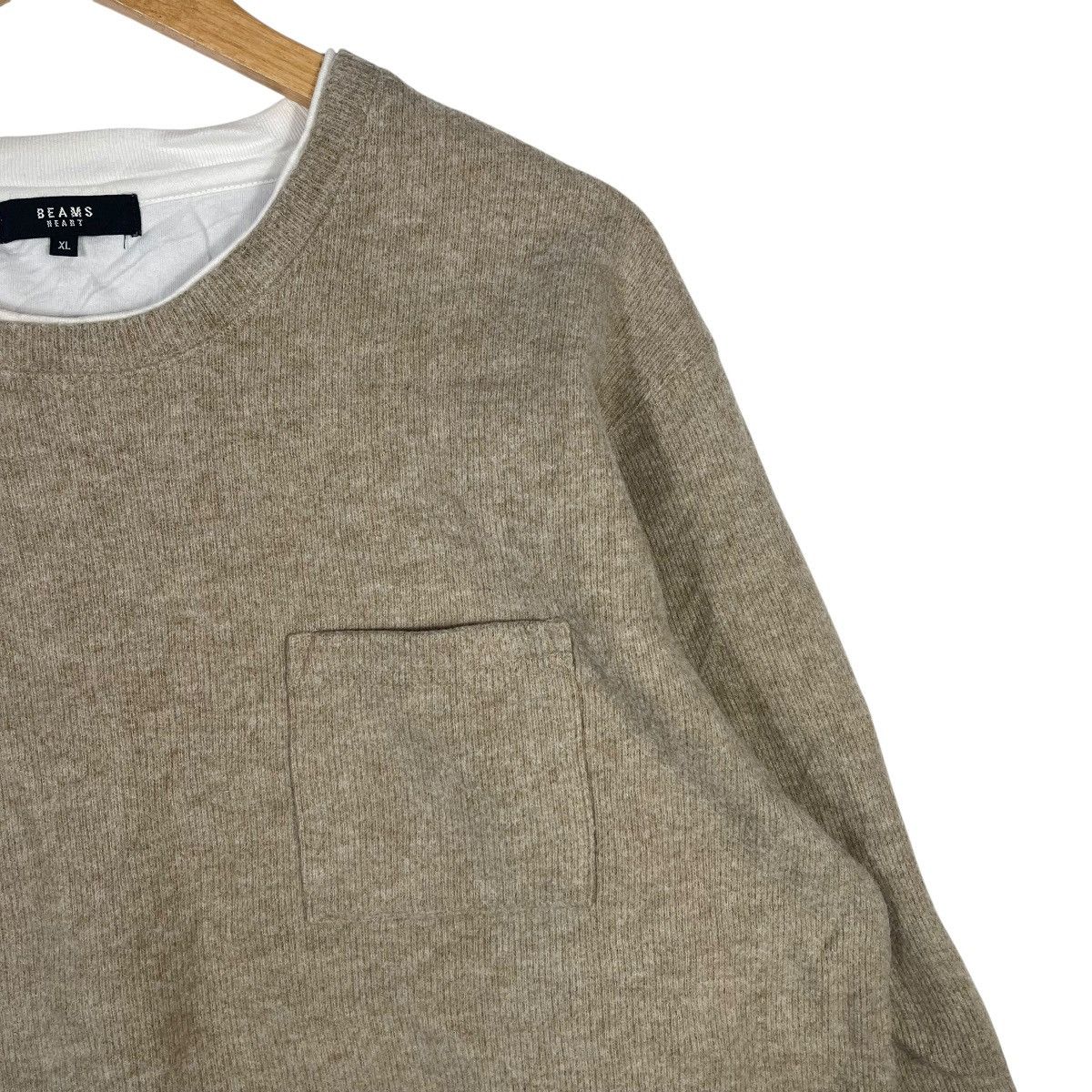Beams Plus Beams Heart Layered Knit Sweater Beige Minimal Japanese Size US XL / EU 56 / 4 - 5 Thumbnail