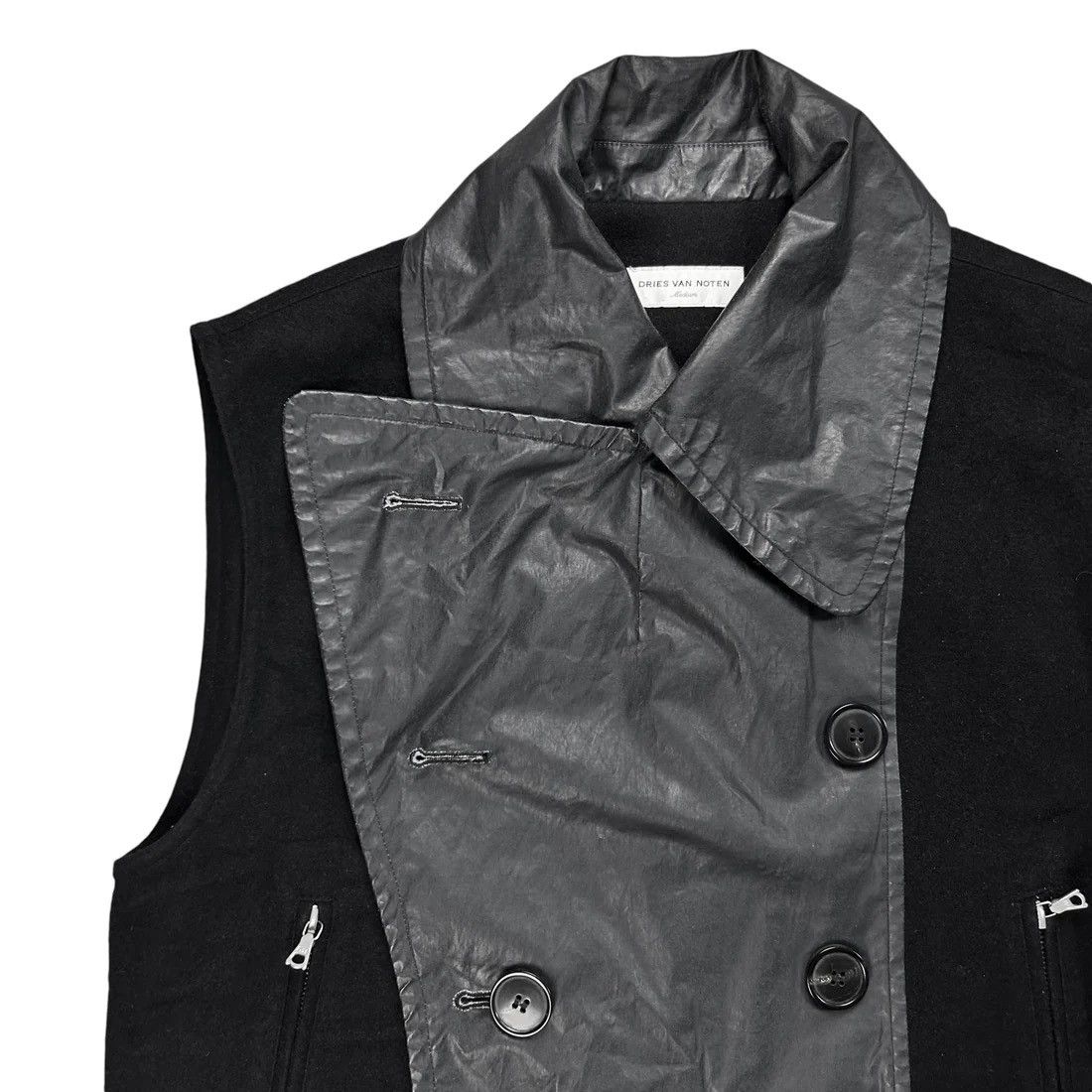 Dries Van Noten Dries Van Noten Double Breasted Waxed Panel Wool Vest Size US M / EU 48-50 / 2 - 7 Thumbnail