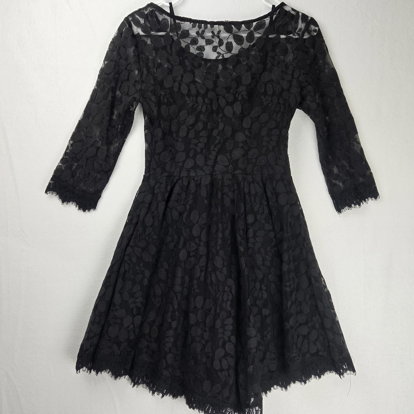 Free People Free People Black Lace Dress 3/4 Sleeves Size 4 Size S / US 4 / IT 40 - 3 Thumbnail