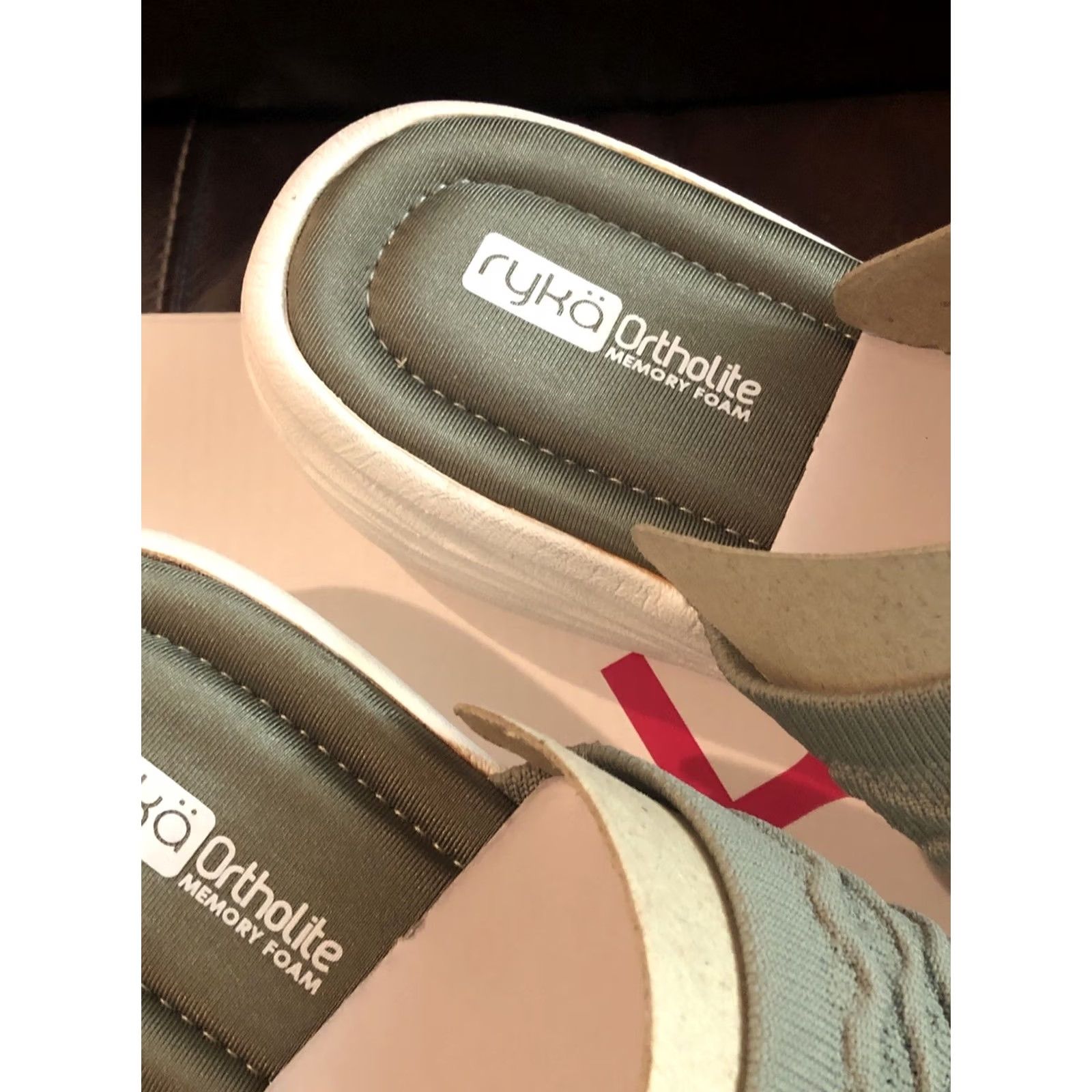 Vintage Ryka Women Stretch Knit Slides Wedges Nanette Green Sz 9M Ortholite Memory Foam Sandal Size US 9 / IT 39 - 4 Thumbnail