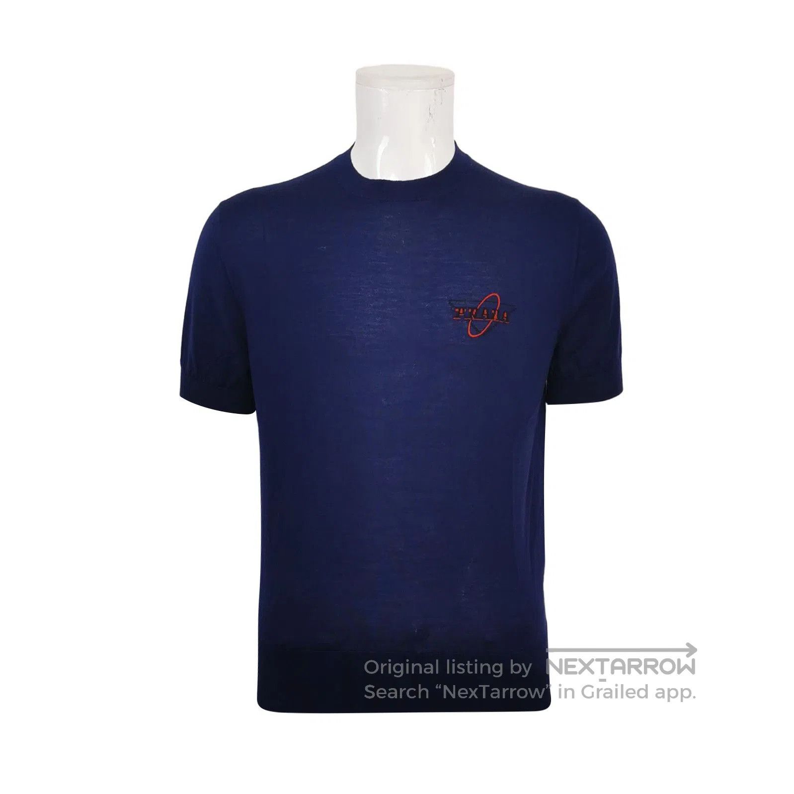 Prada Prada Logo Wool Knit Short Sleeve Top . Size L / US 10 / IT 46 - 1 Thumbnail