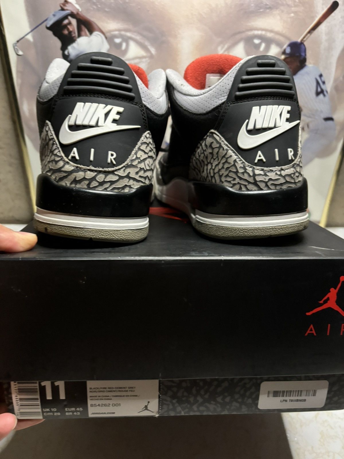 Jordan Brand Jordan 3 Retro Black Cement 2018 Size US 11 / EU 44 - 7 Thumbnail
