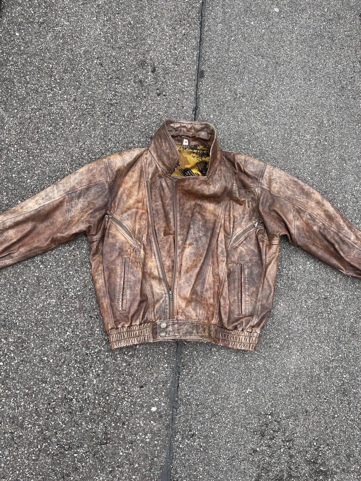 Vintage Vintage 80s Brown Leather Biker Jacket Size L / US 10 / IT 46 - 6 Thumbnail