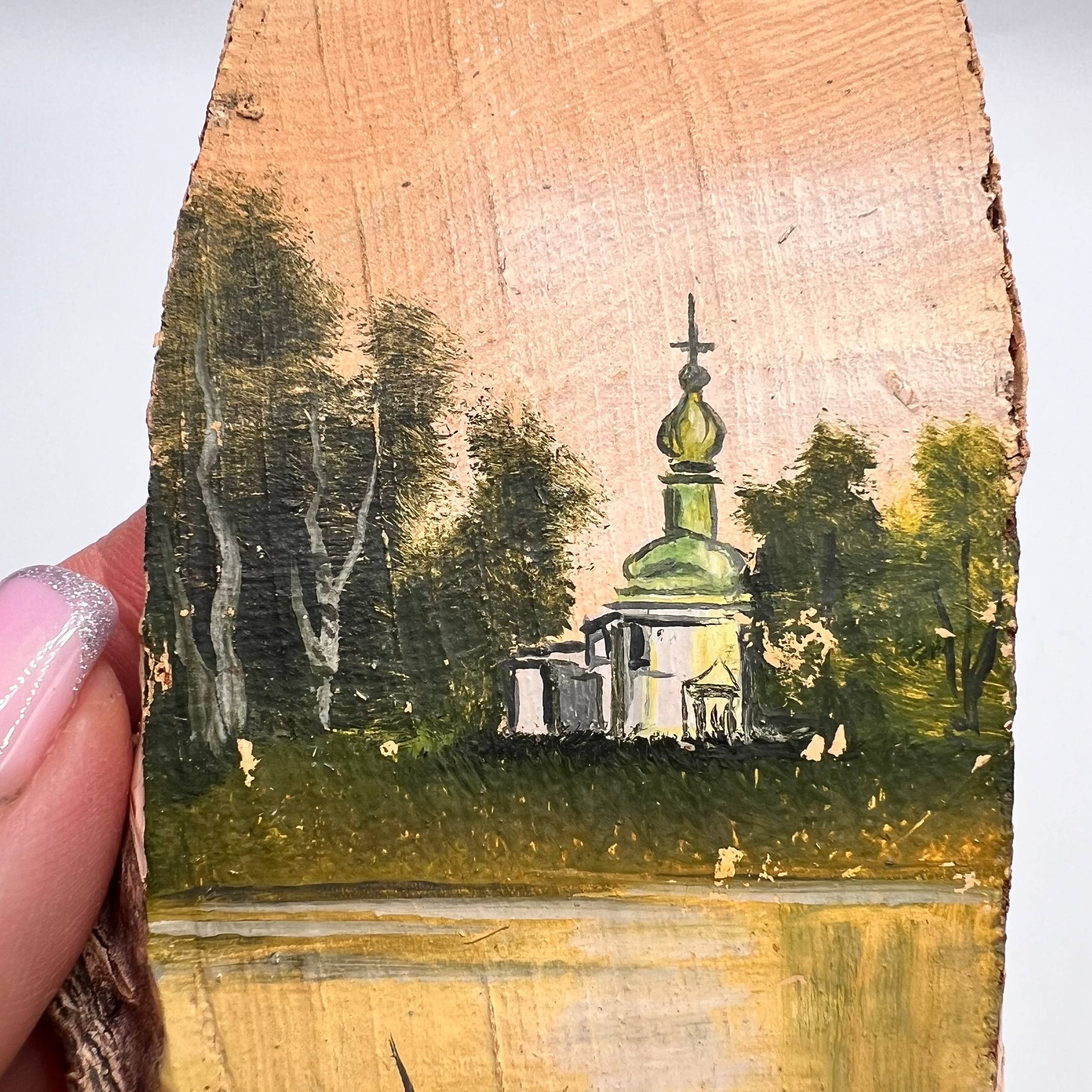 Vintage Vintage Ukrainian Oil Paintings on Birch Wood Set of 2 Size ONE SIZE - 9 Thumbnail