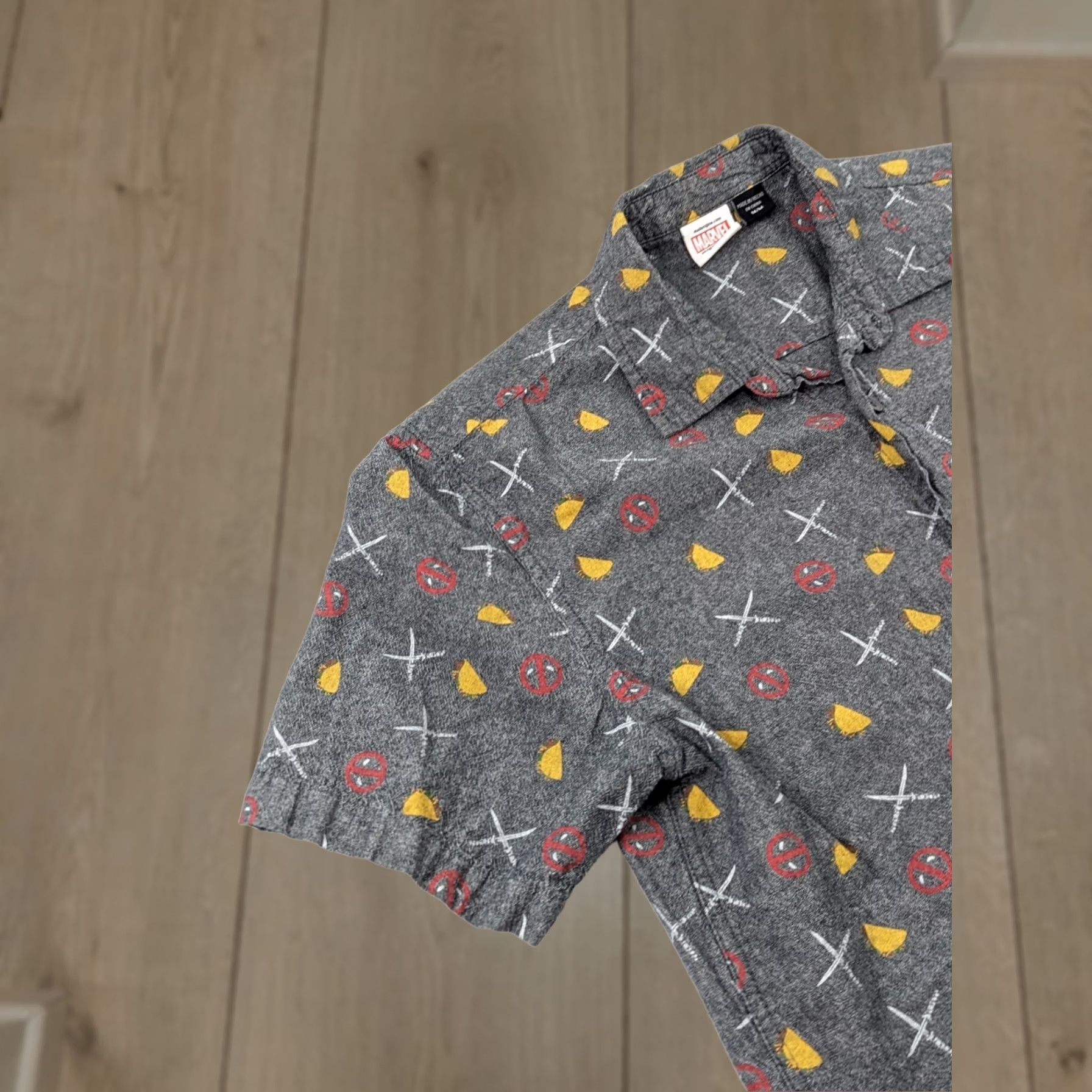 Vintage Marvel Deadpool Men's Button Down Shirt M Pre-owned Gray Short Sleeve Collared Button-Up Casual Comics 90s Size US M / EU 48-50 / 2 - 1 Thumbnail