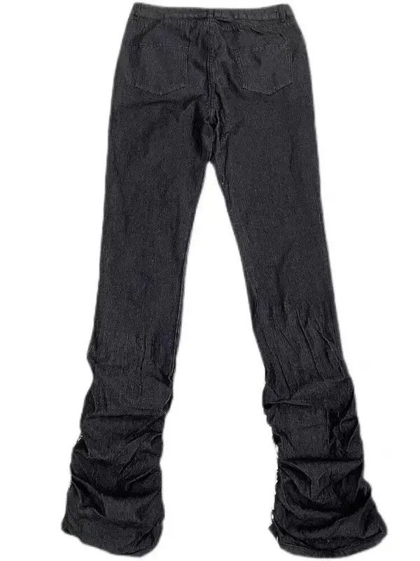 VIBE Washed distressed pleated micro-flare bat-print jeans Size US 32 / EU 48 - 2 Thumbnail