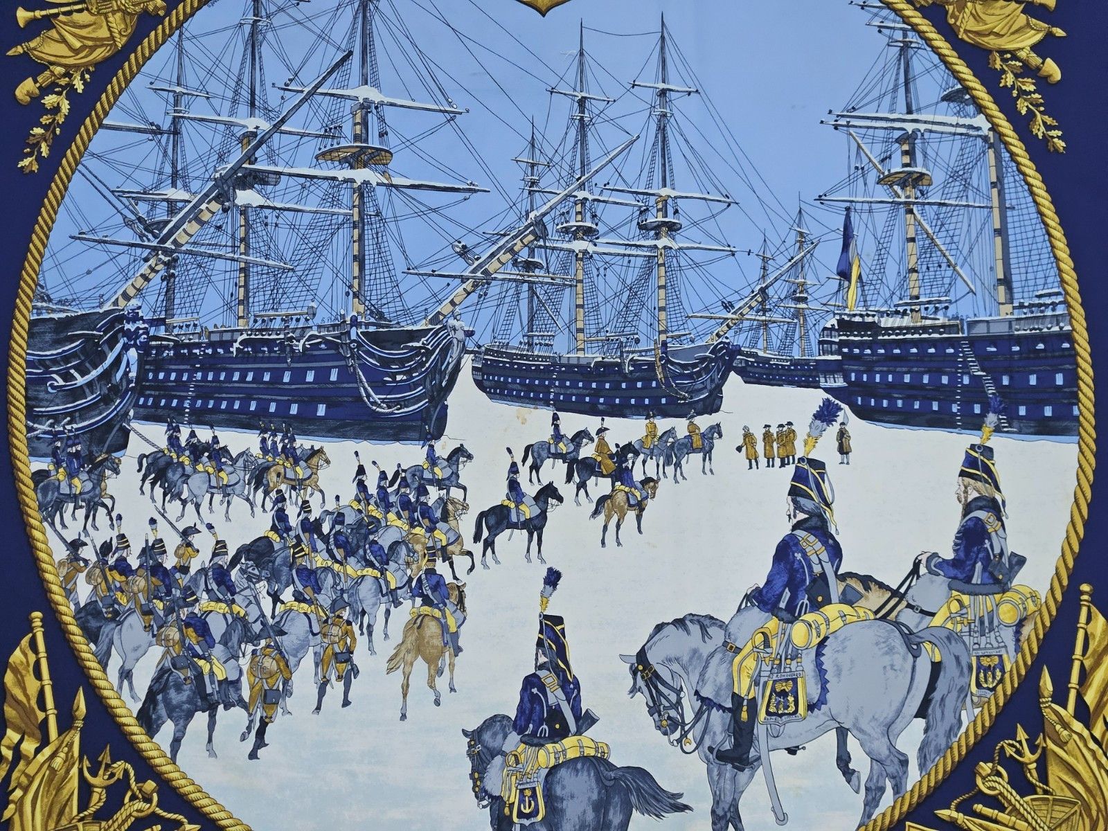 Hermes Hermes Marine et Cavalerie Silk Scarf Size ONE SIZE - 2 Thumbnail