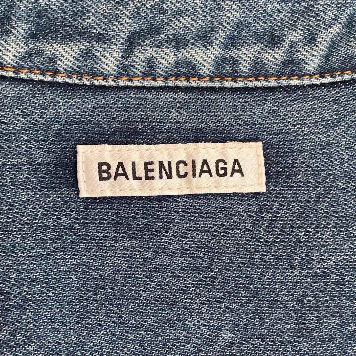 Balenciaga BALENCIAGA Blue Denim Shirt Jacket Vintage Logo Size S / US 4 / IT 40 - 5 Thumbnail