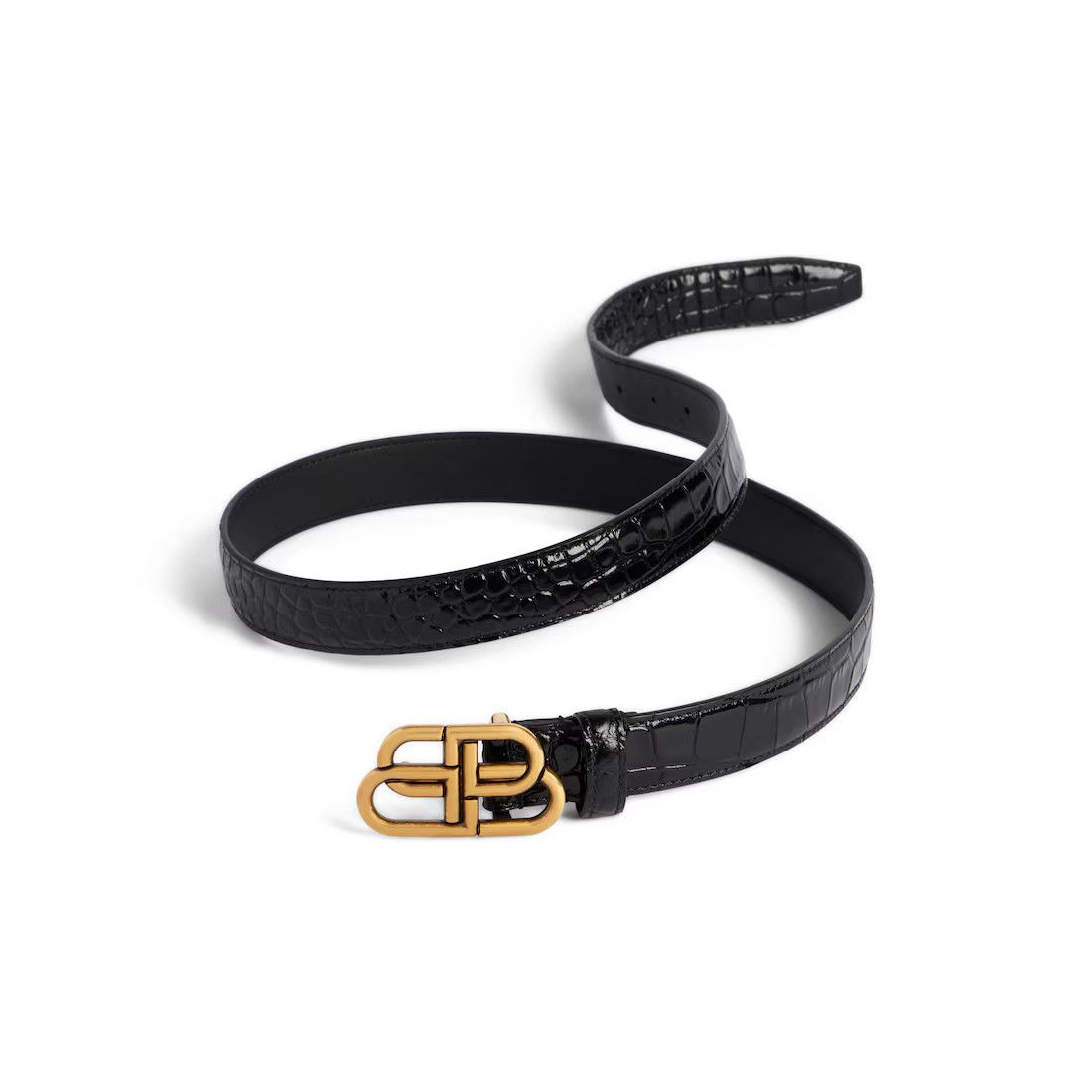 Balenciaga o1srvl11e1025 Size: OS / BB Thin Belt in Black Size ONE SIZE - 2 Thumbnail