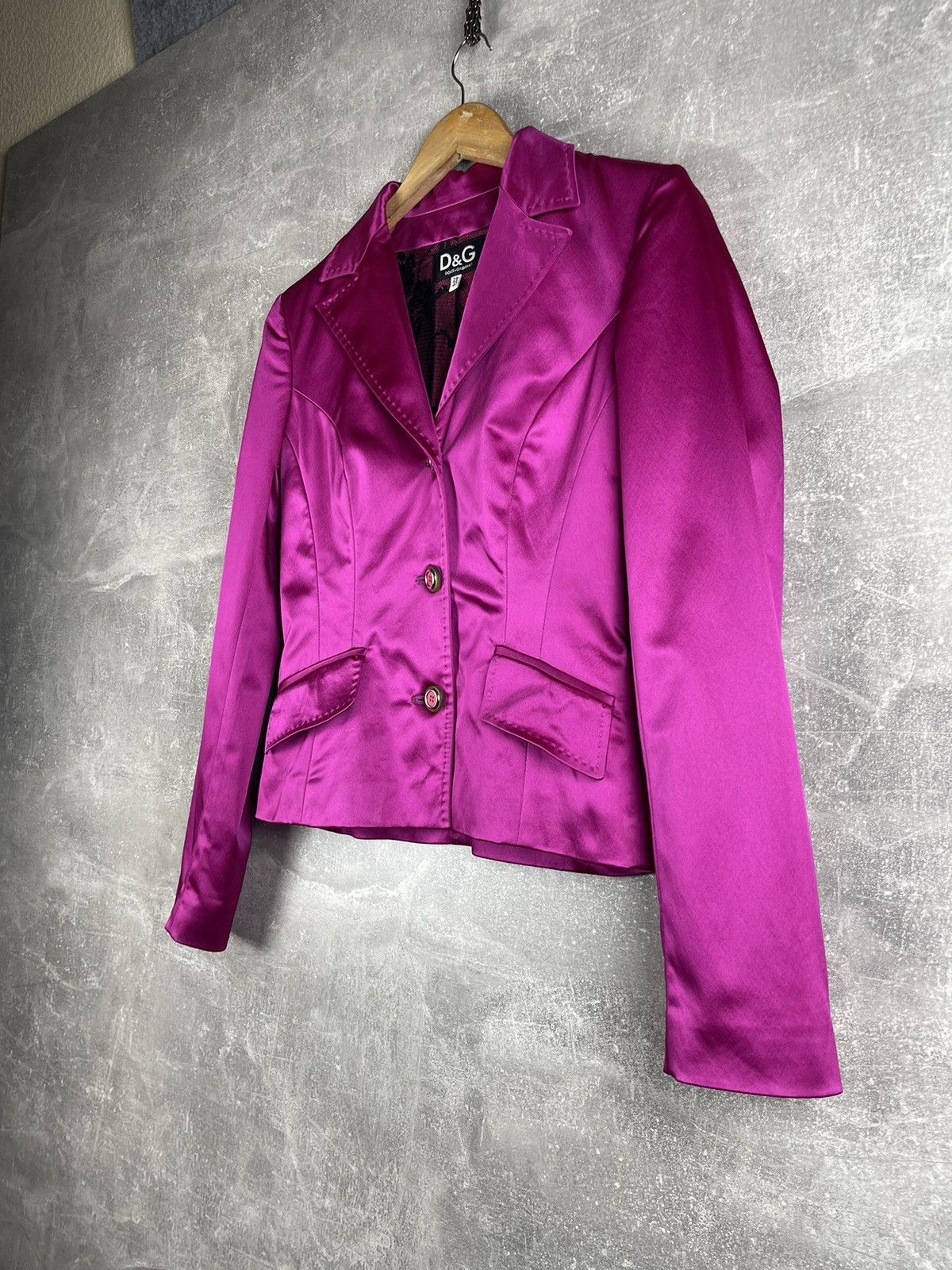 Dolce & Gabbana D&G Dolce & Gabbana Fuchsia Pink Satin Blazer 00s Size M / US 6-8 / IT 42-44 - 3 Thumbnail