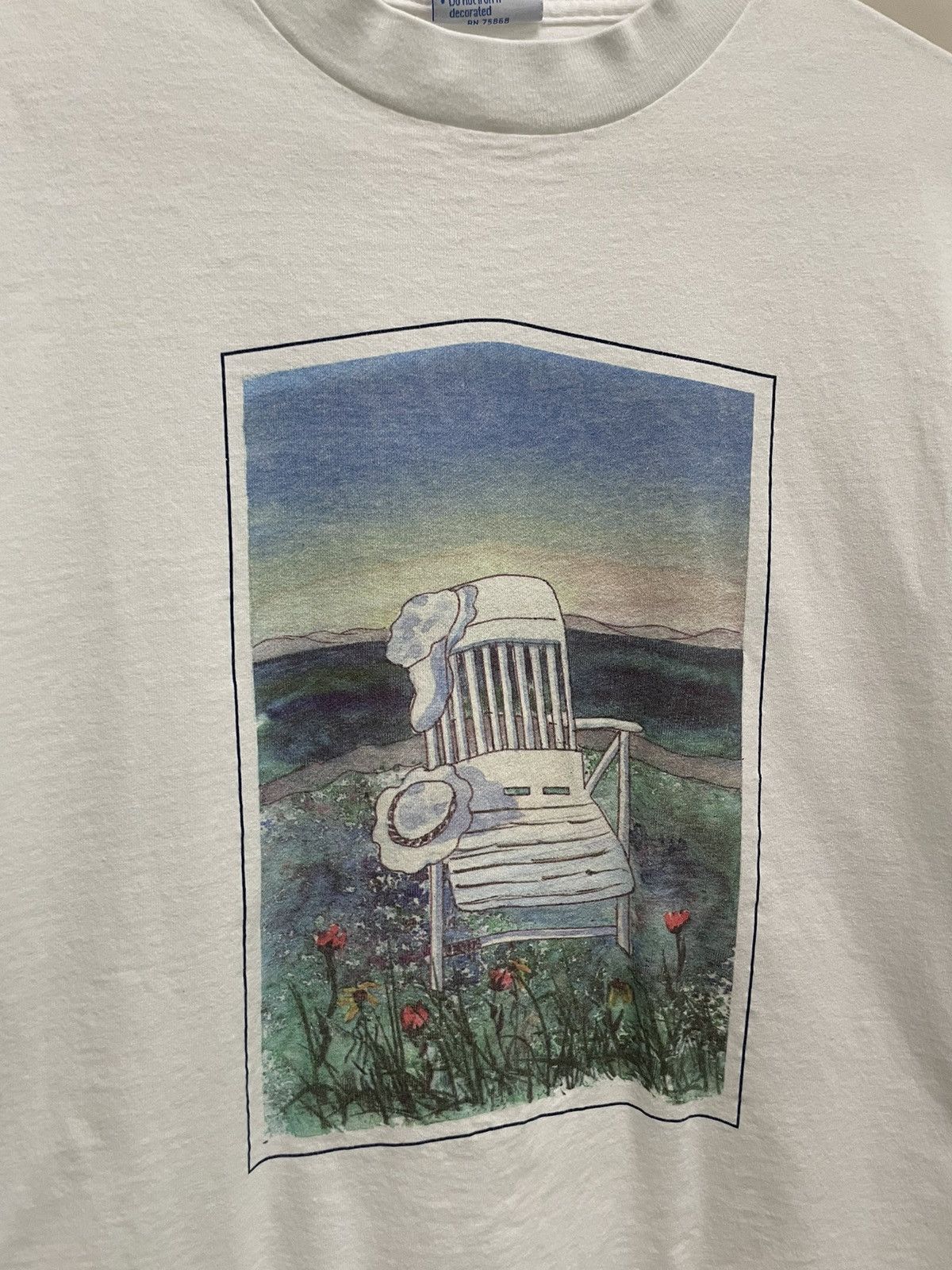 Vintage Vintage 90s White Art Graphic Painting Tee Shirt Unsoundrags Size US L / EU 52-54 / 3 - 4 Thumbnail