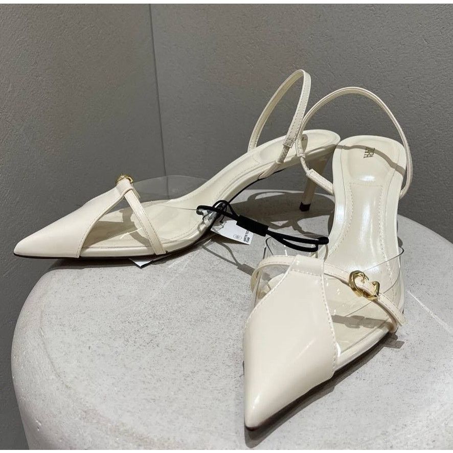 Zara Zara White Pointed Toe Slingback Heels NWT Size US 8 / IT 38 - 15 Thumbnail