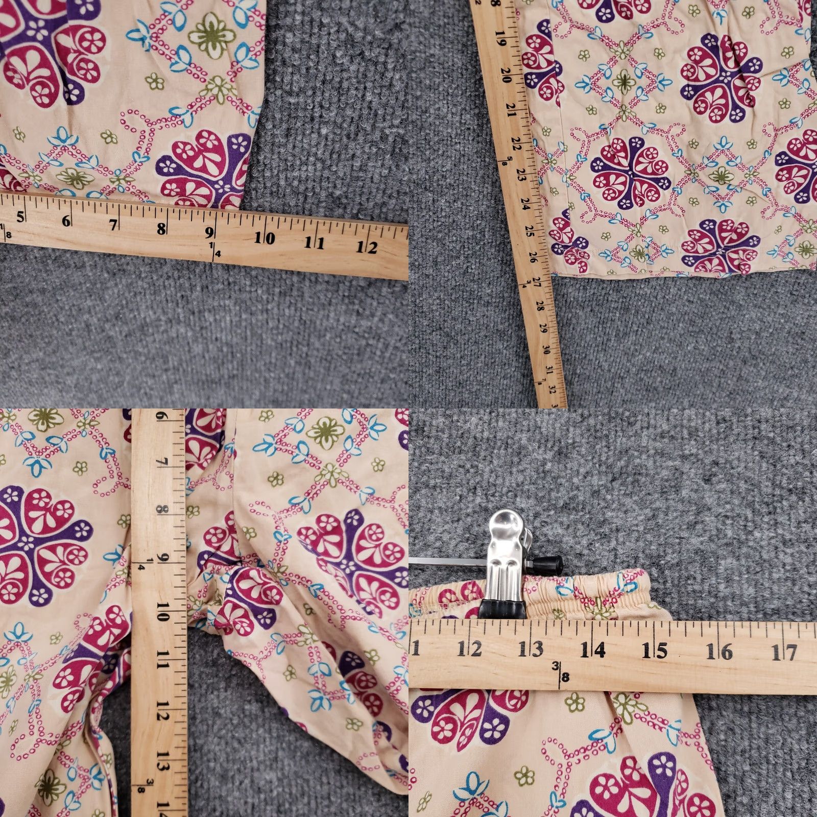 Vintage Xhilaration Pants Womens M Medium Beige Pink Mid-Rise Flared Hippie Pull On Size 32" / US 10 / IT 46 - 8 Thumbnail